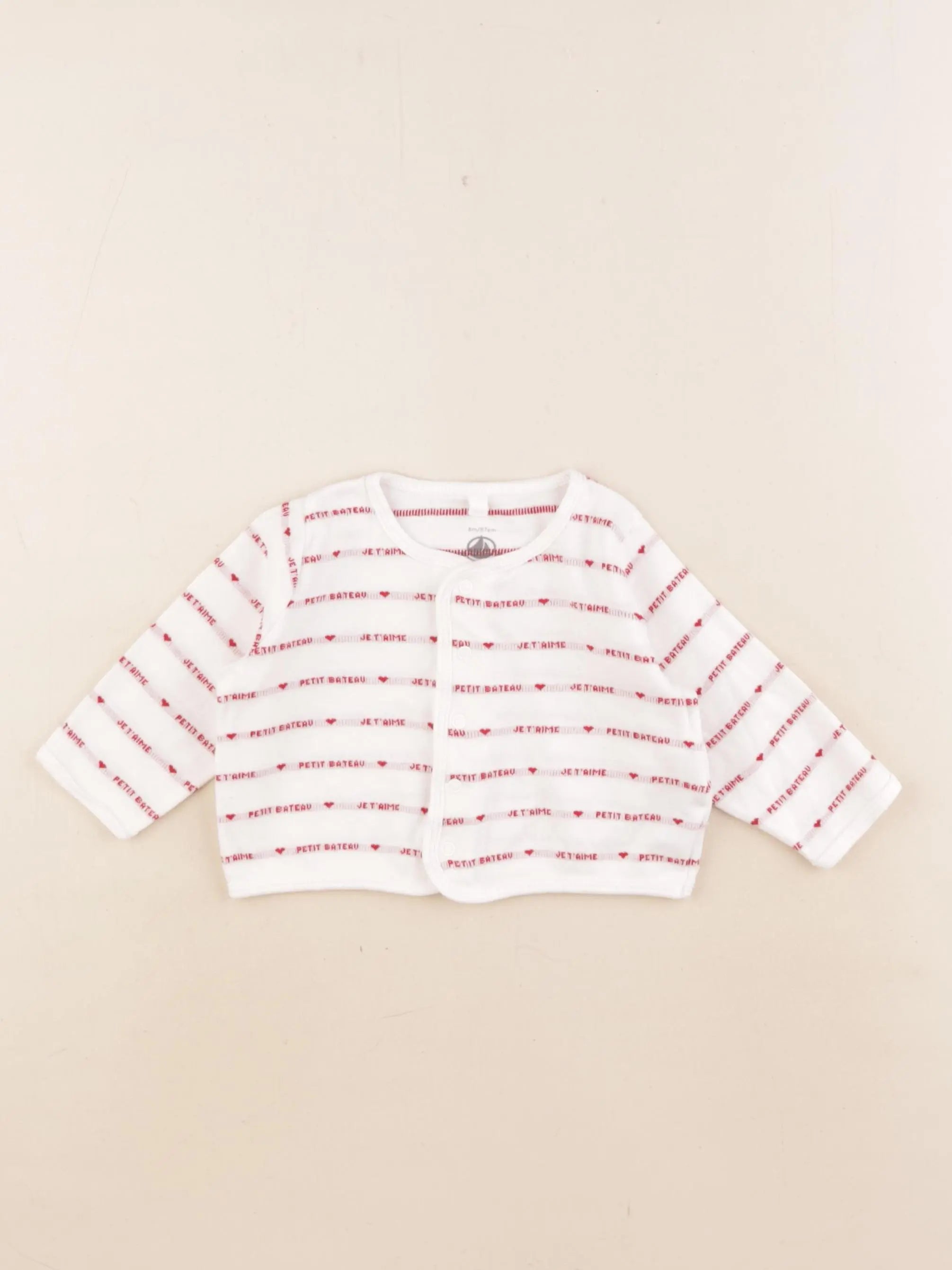 Petit Bateau - gilet blanc, rouge - 6 mois
