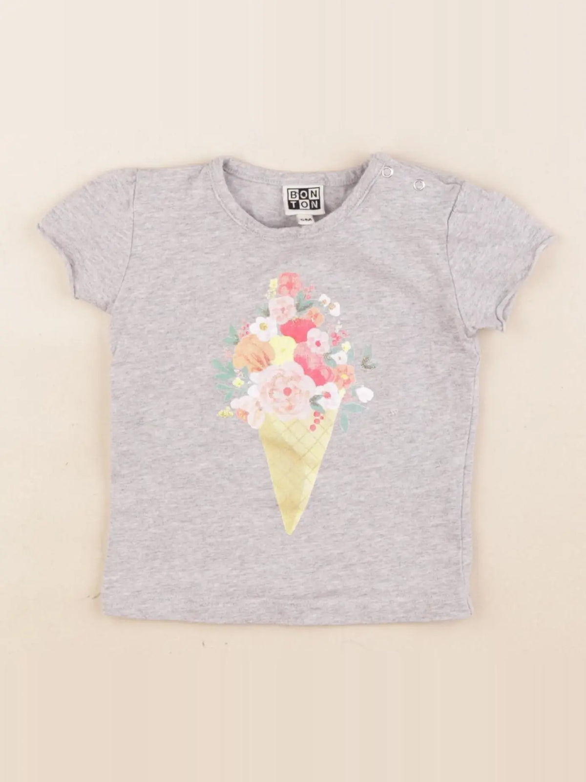 Bonton - tee-shirt gris - 6 mois