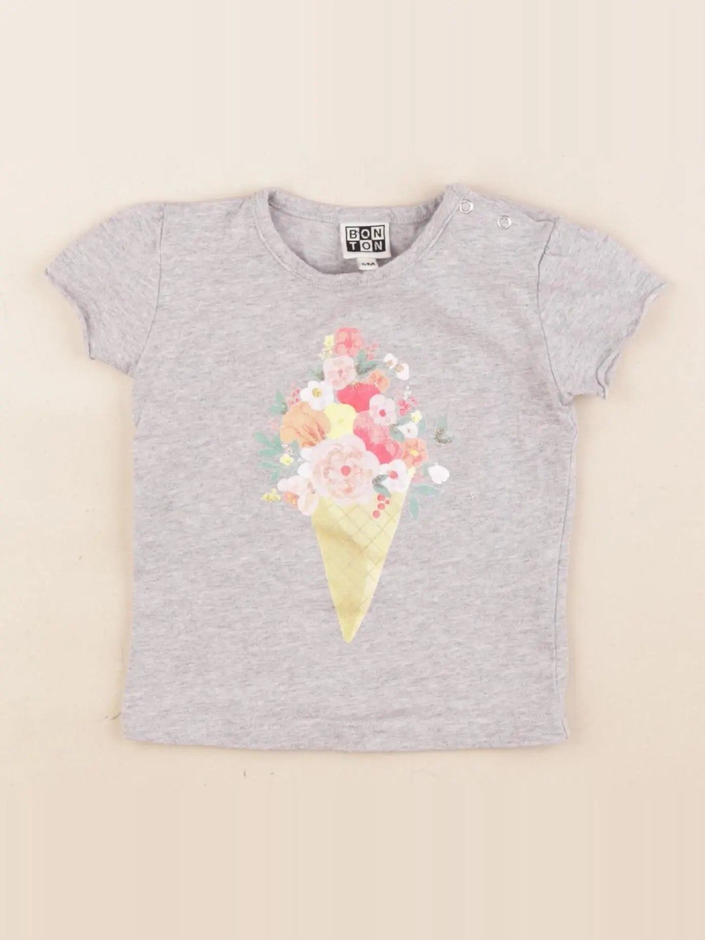 Bonton - tee-shirt gris - 6 mois