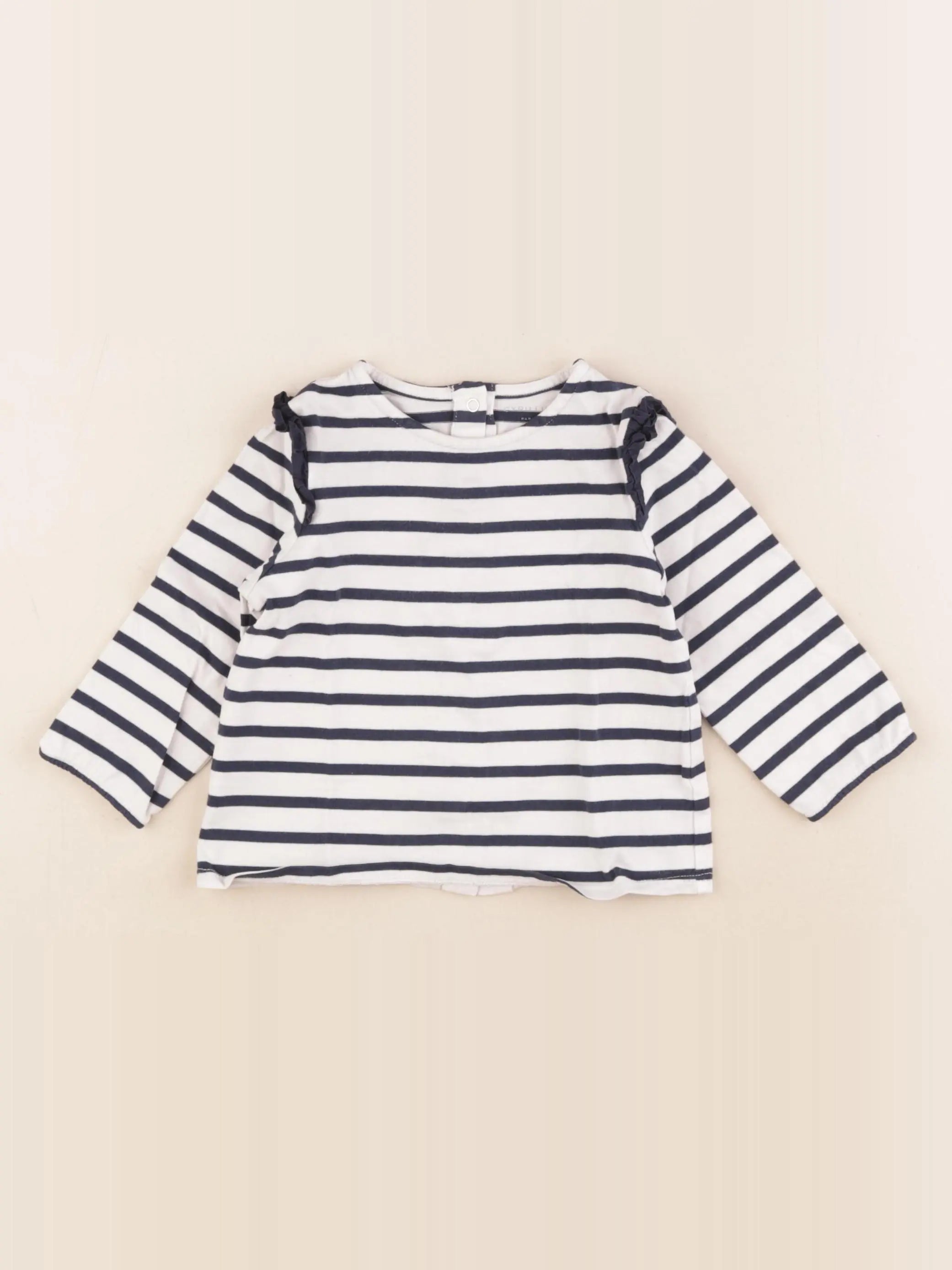 Cyrillus - tee-shirt bleu, blanc - 18 mois