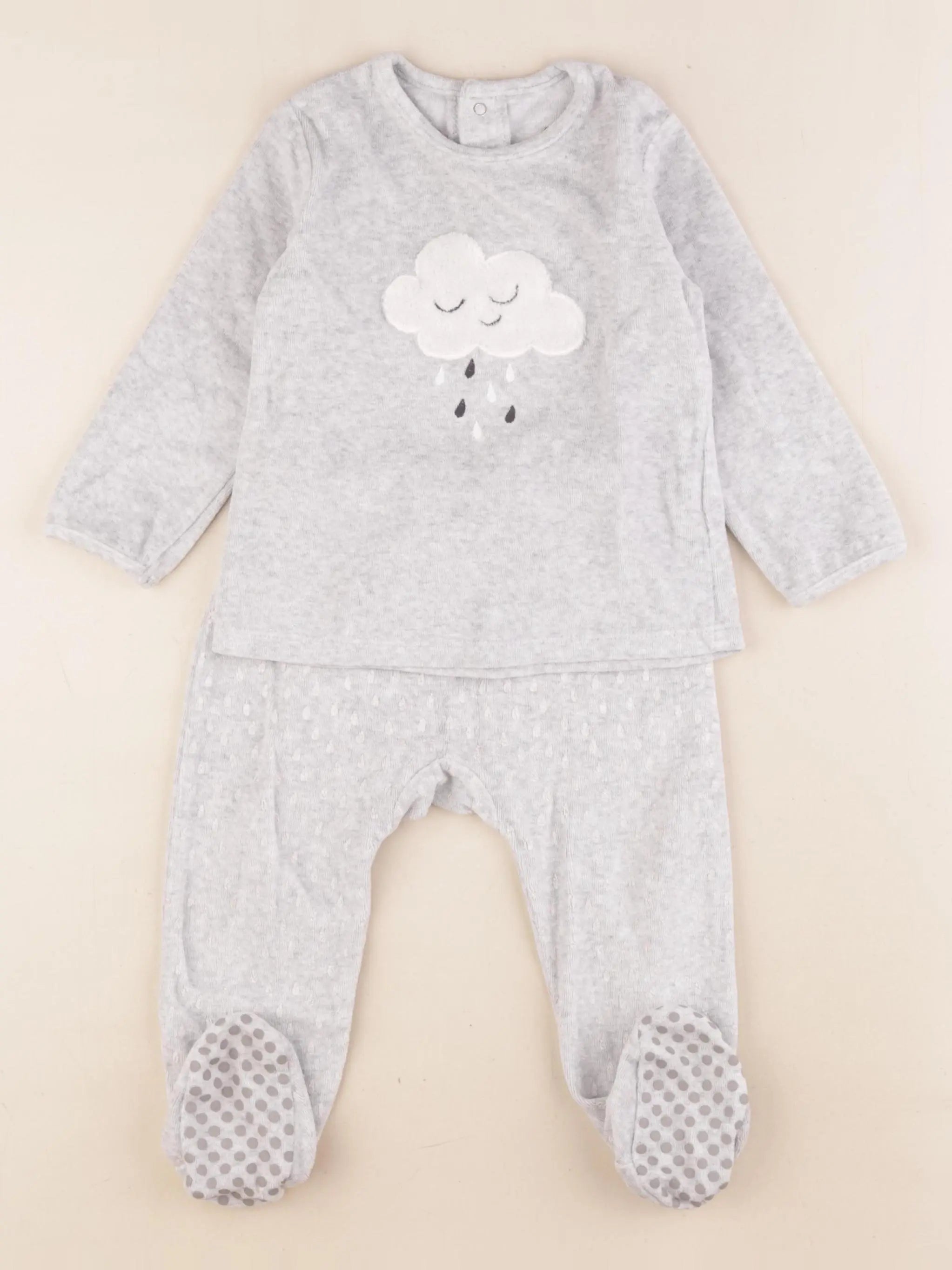 La Redoute - pyjama velours gris - 18 mois