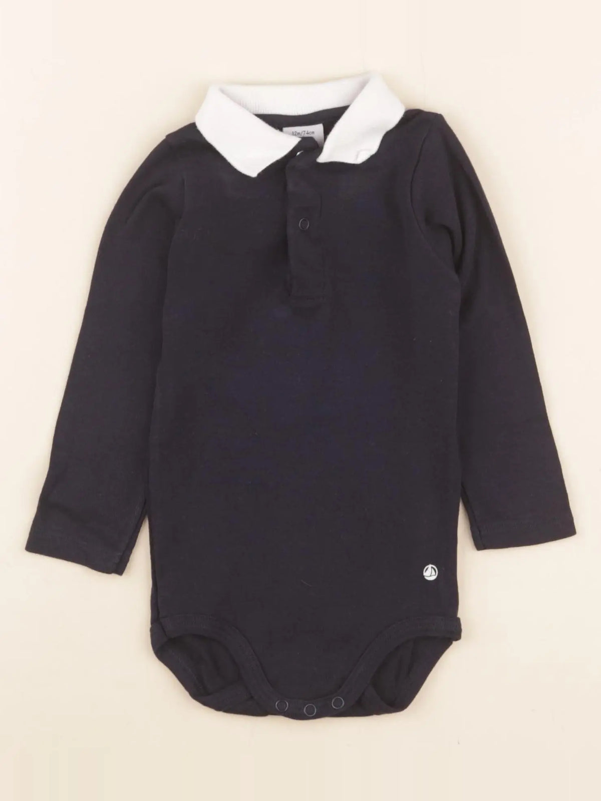 Petit Bateau - body à col bleu - 12 mois