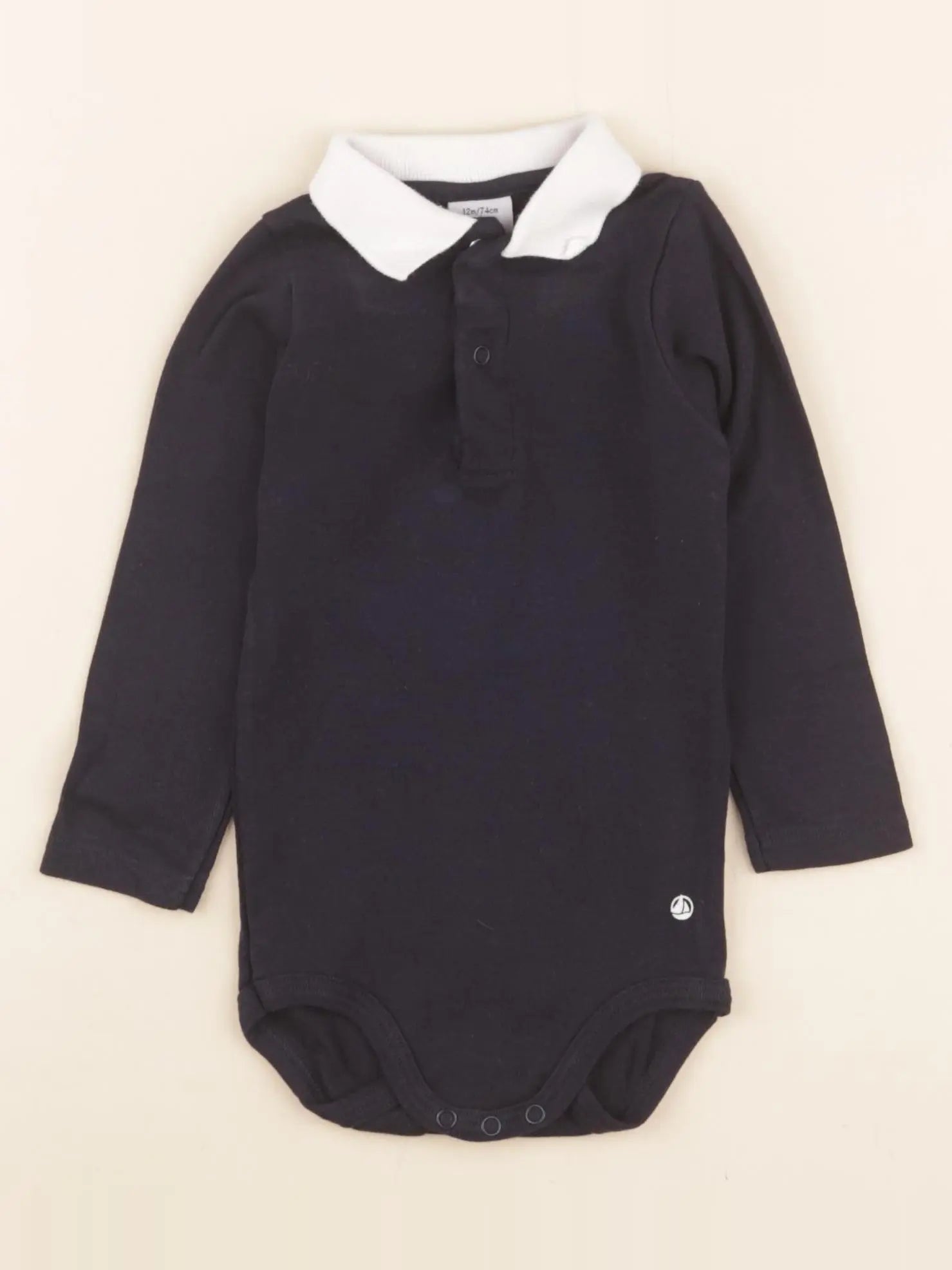 Petit Bateau - body à col bleu - 12 mois