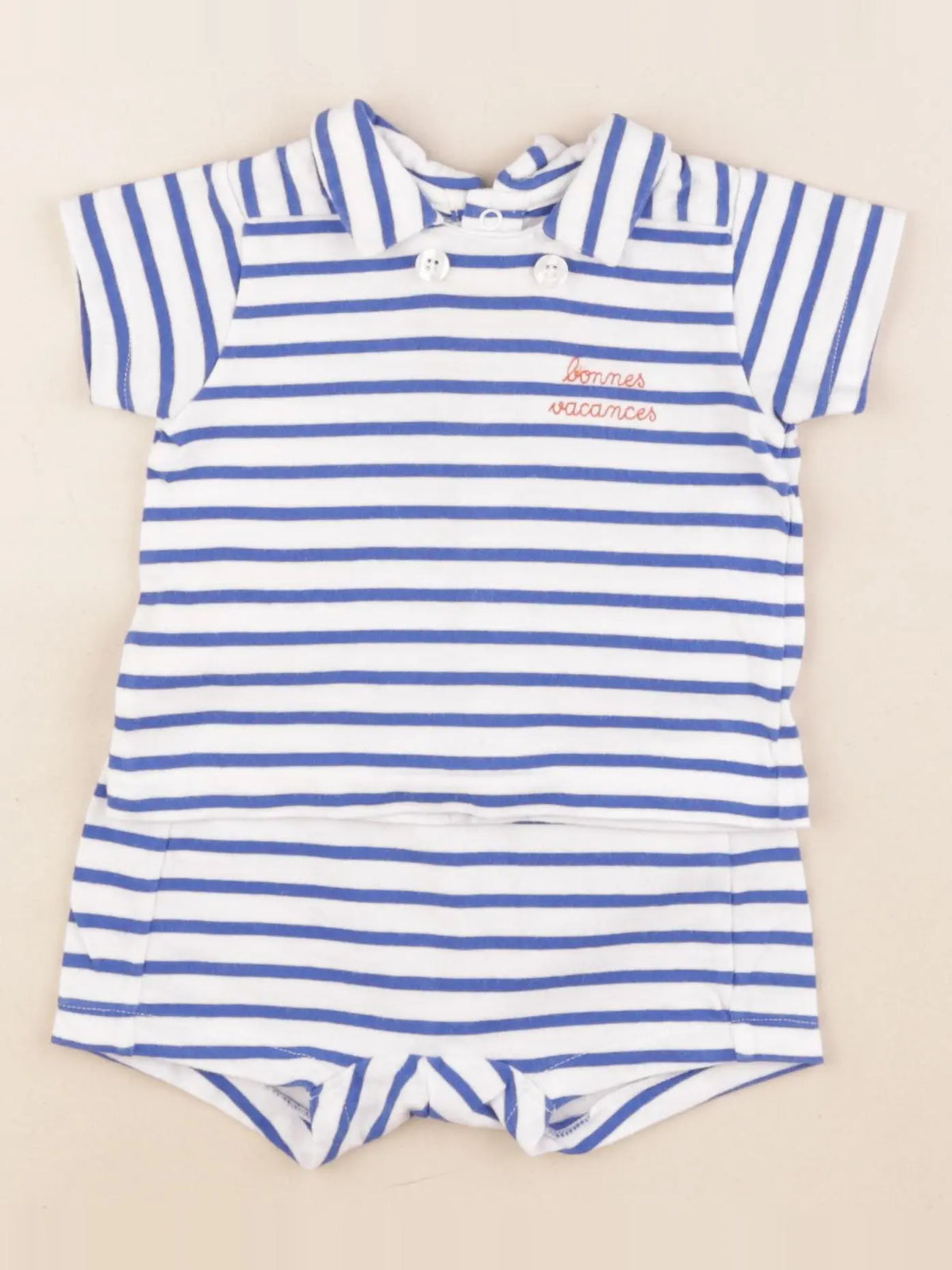 Jacadi - ensemble bleu, blanc - 2 ans