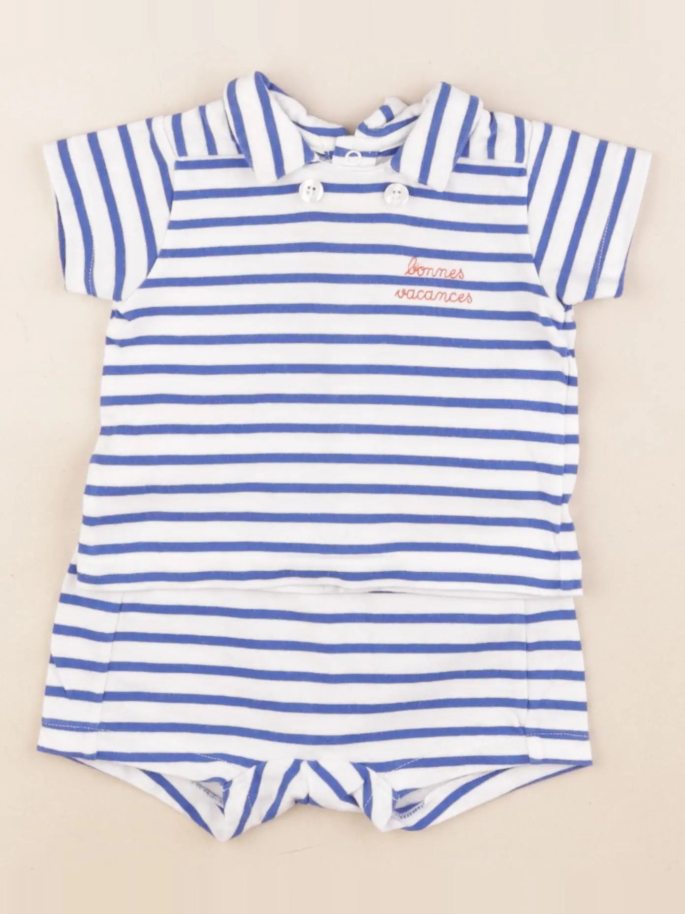 Jacadi - ensemble bleu, blanc - 2 ans