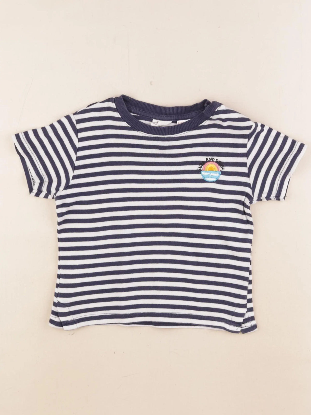 Zara - tee-shirt bleu, blanc - 3/4 ans