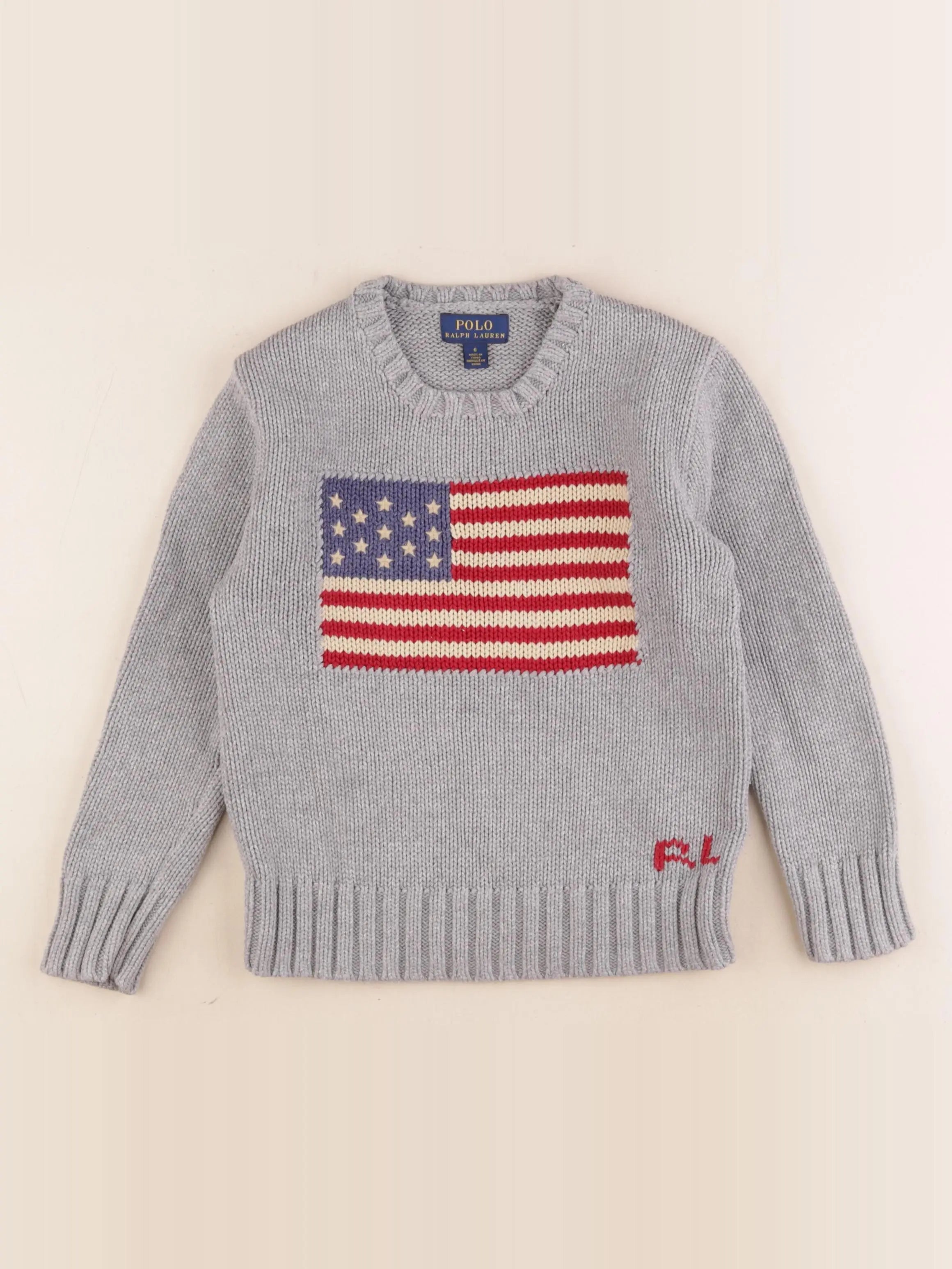 Ralph Lauren - pull gris - 6 ans