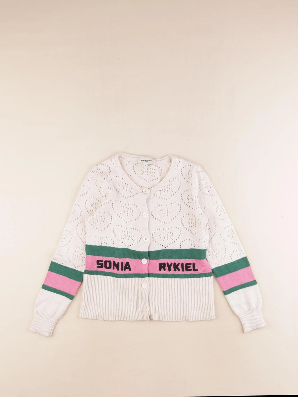 Sonia Rykiel - gilet beige, rose - 8 ans