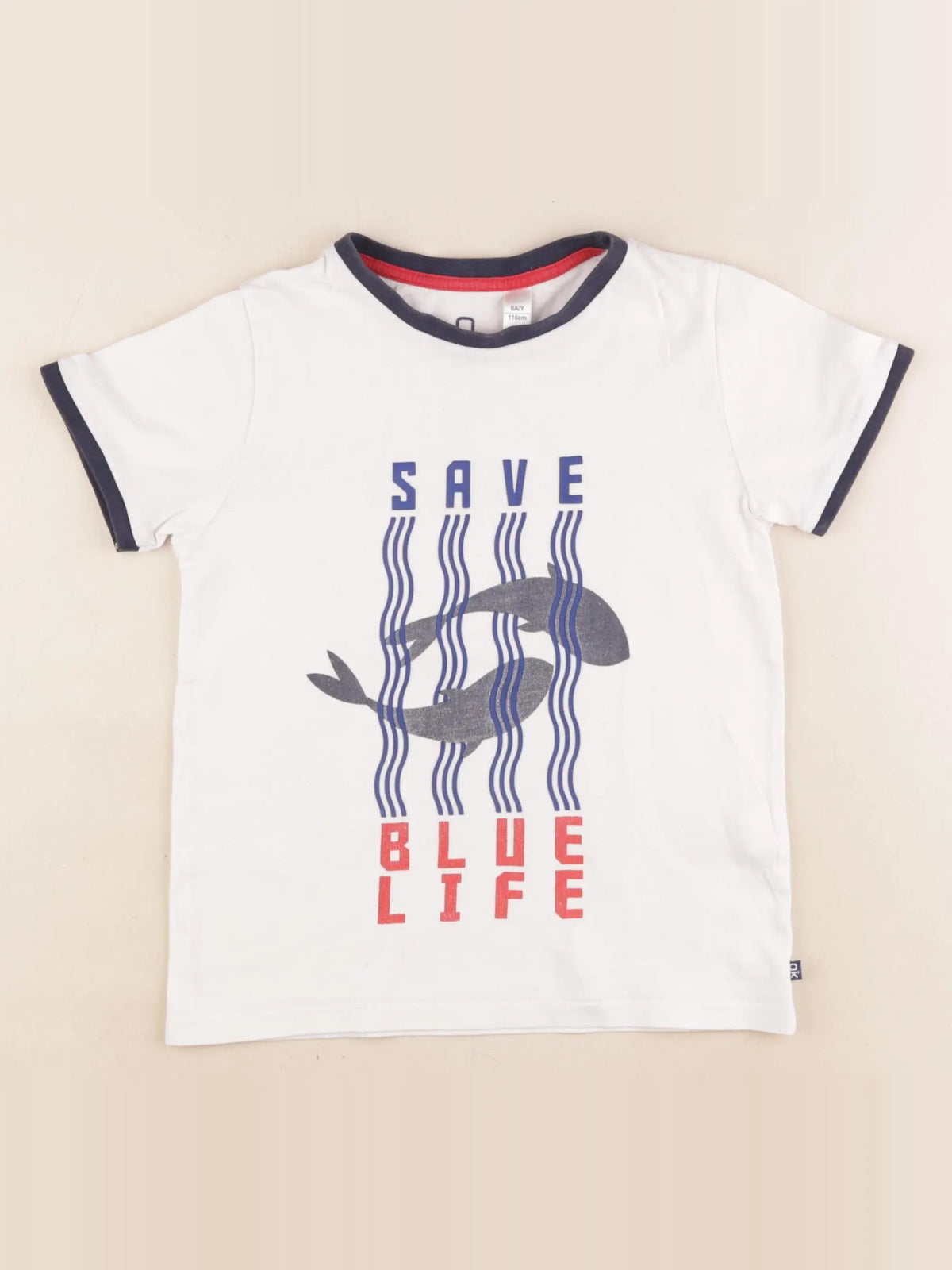 Okaidi - tee-shirt blanc, bleu - 6 ans