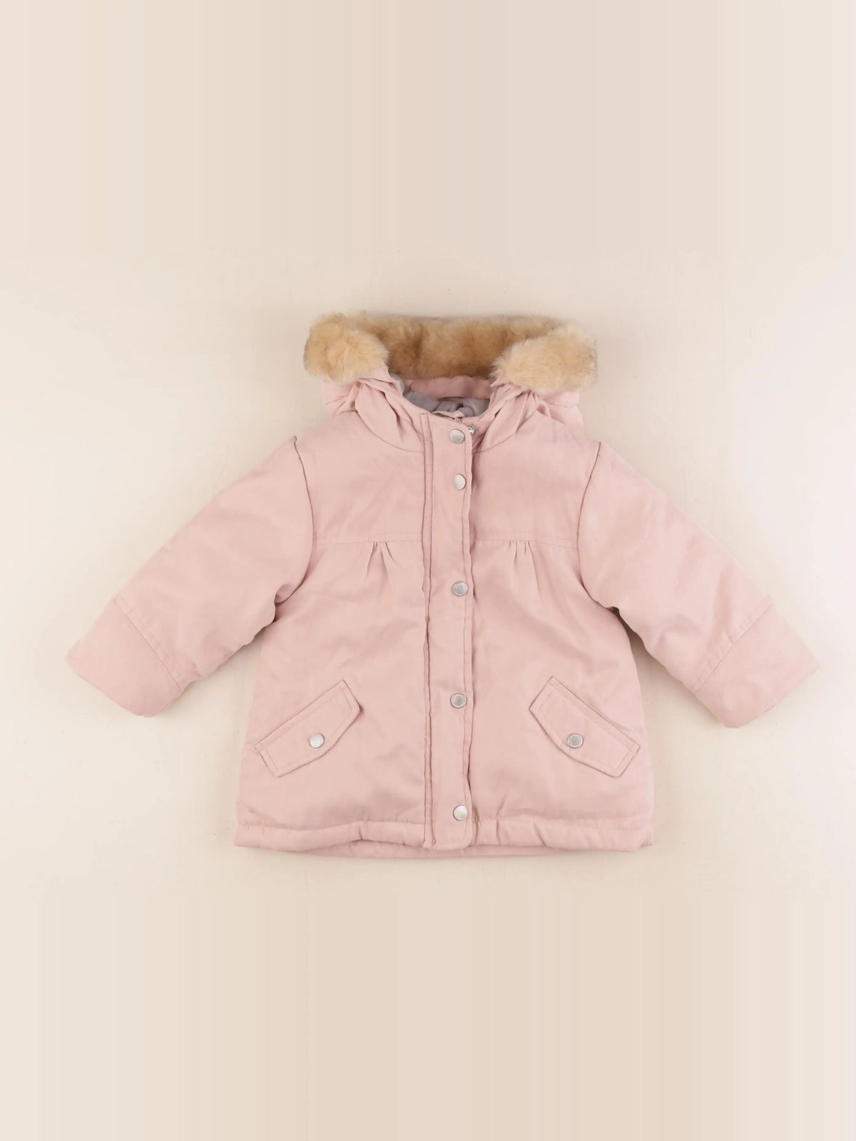 Vertbaudet - manteau doublure amovible rose - 12 mois