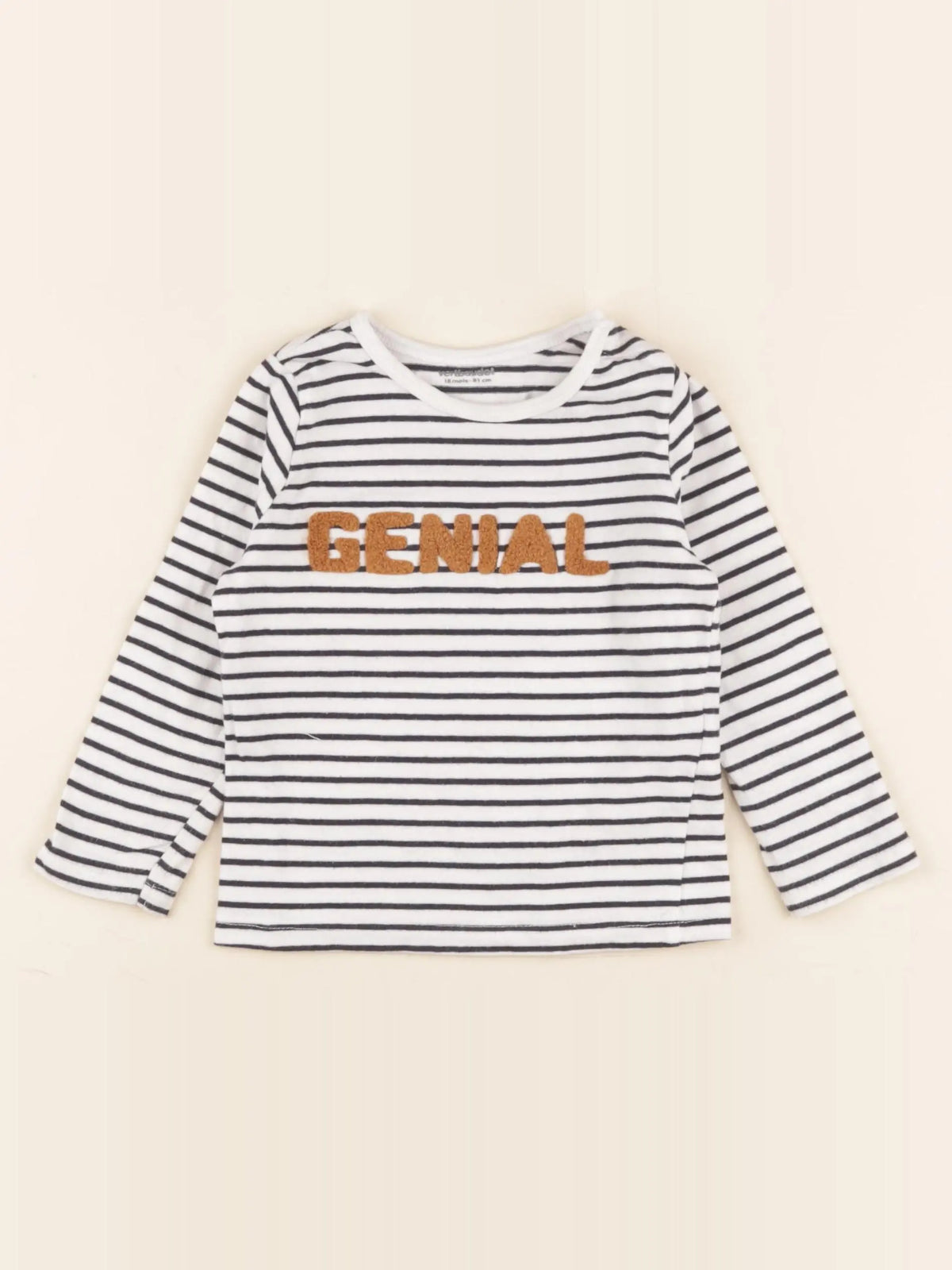 Vertbaudet - tee-shirt blanc, bleu - 18 mois