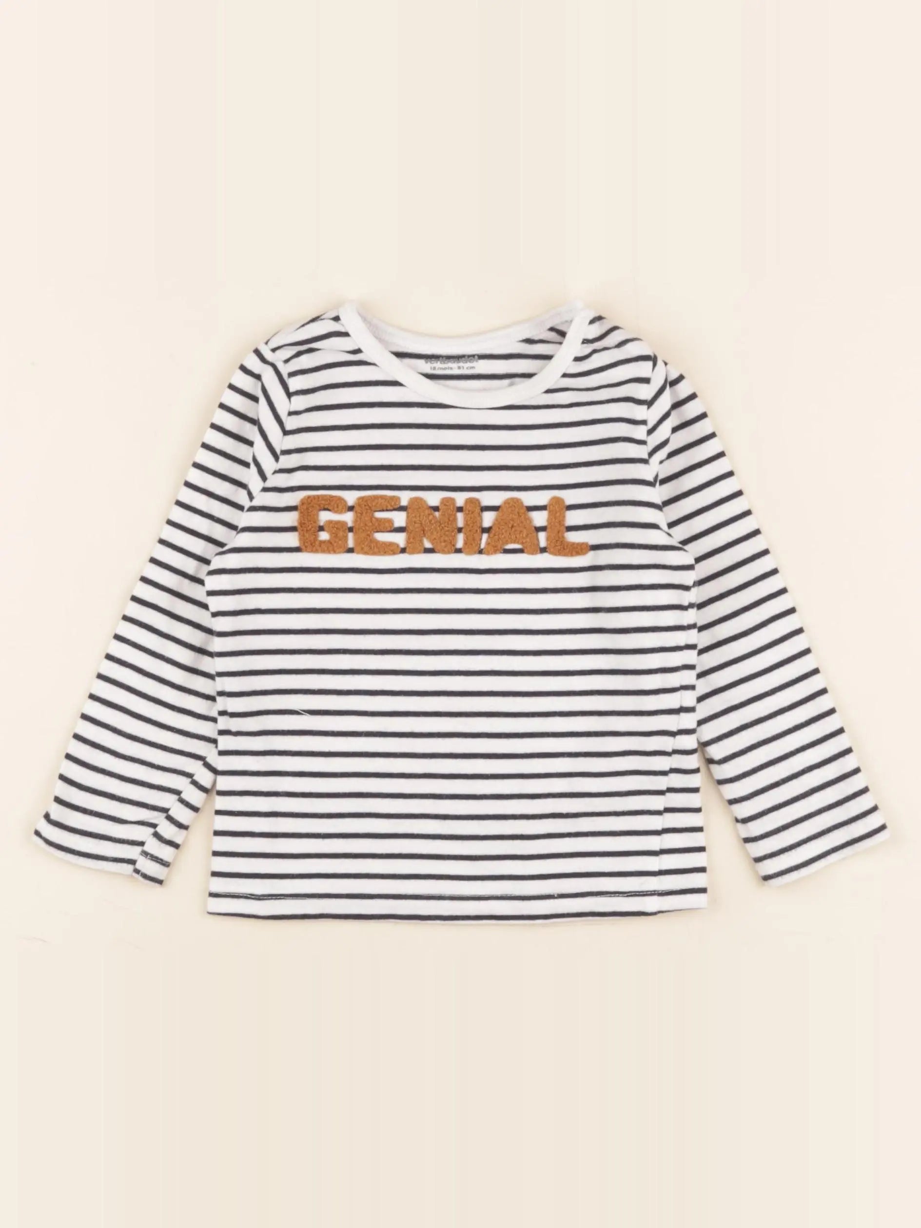Vertbaudet - tee-shirt blanc, bleu - 18 mois