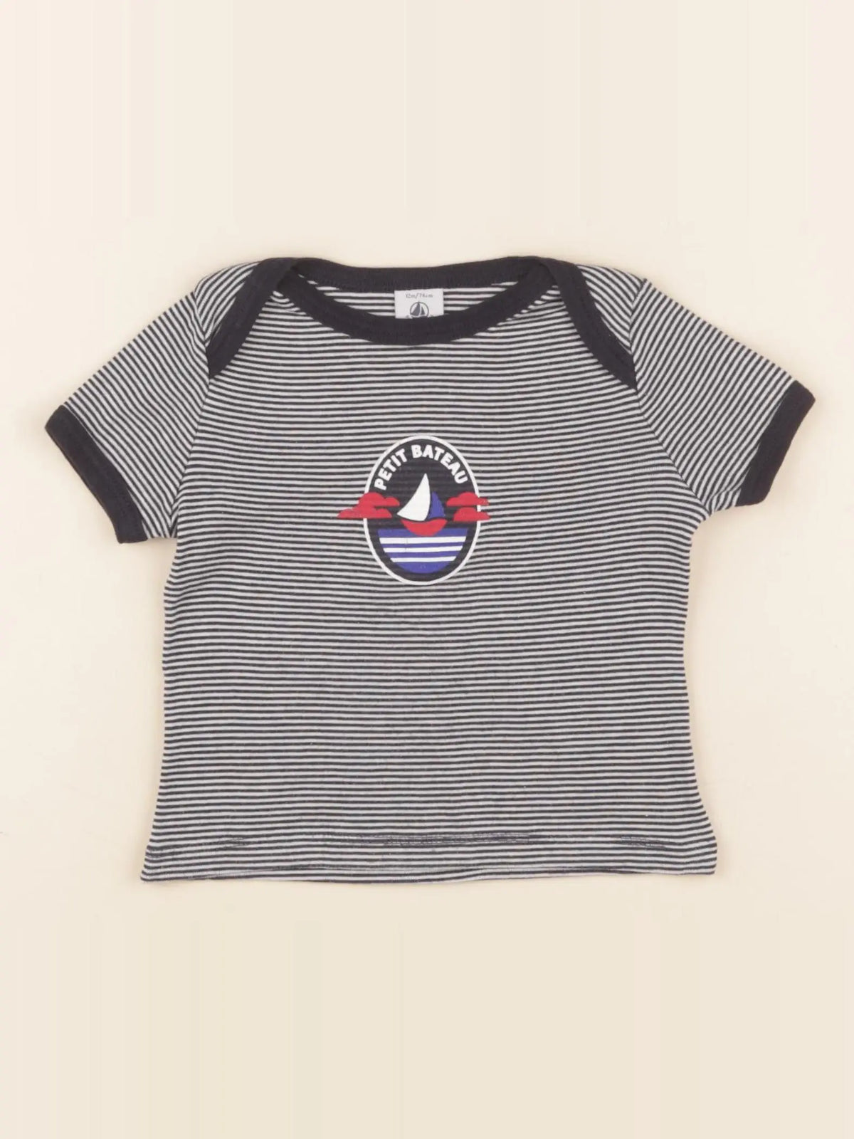 Petit Bateau - maillot de corps bleu, blanc - 12 mois