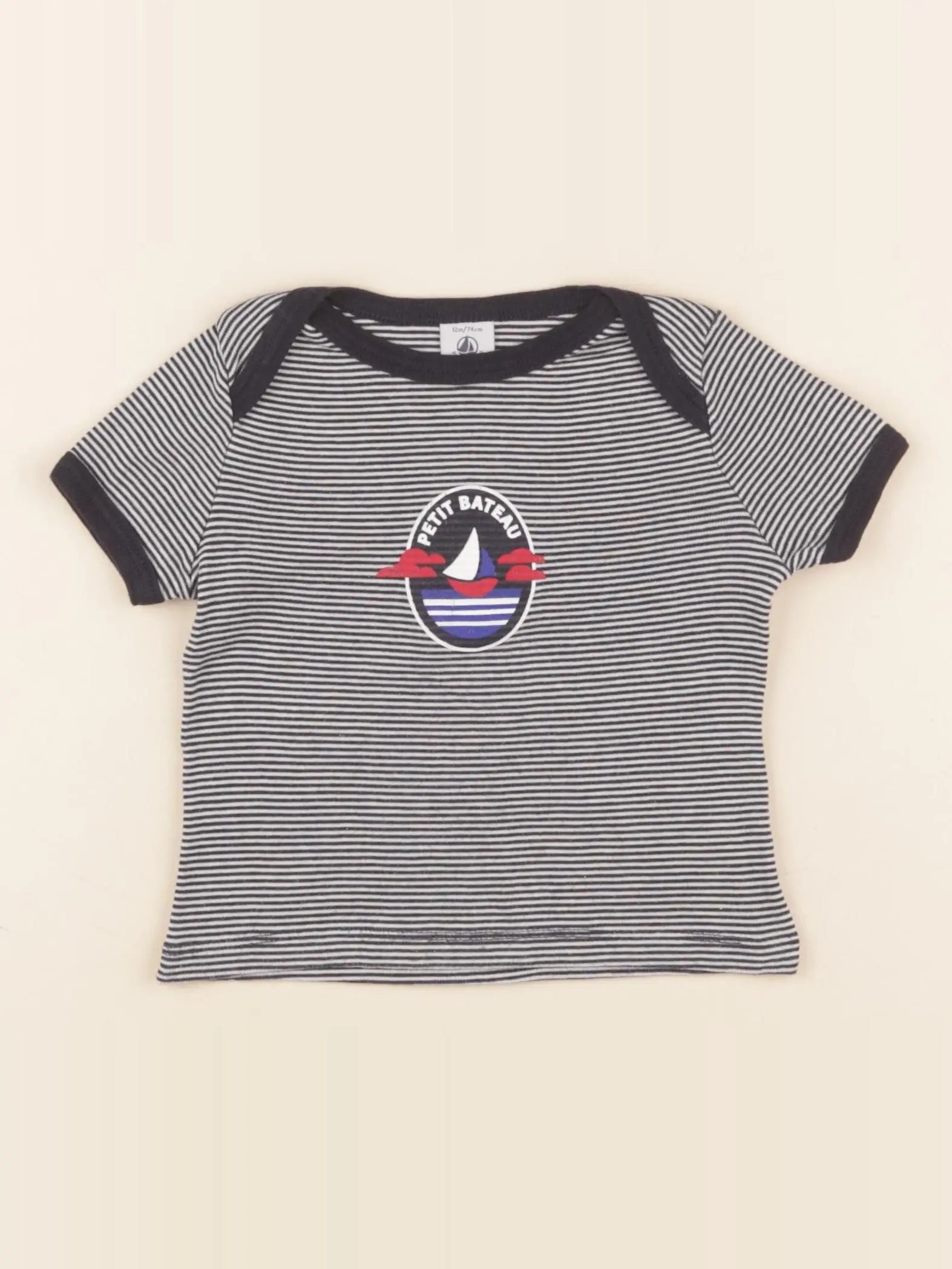 Petit Bateau - maillot de corps bleu, blanc - 12 mois