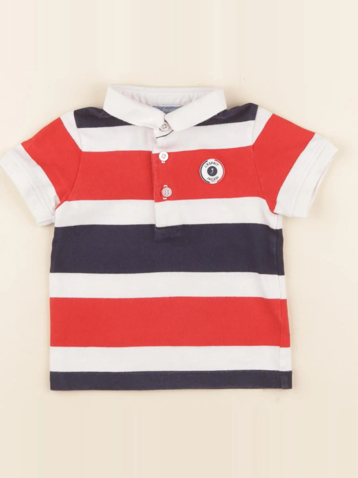 Jacadi - polo rouge, blanc - 12 mois