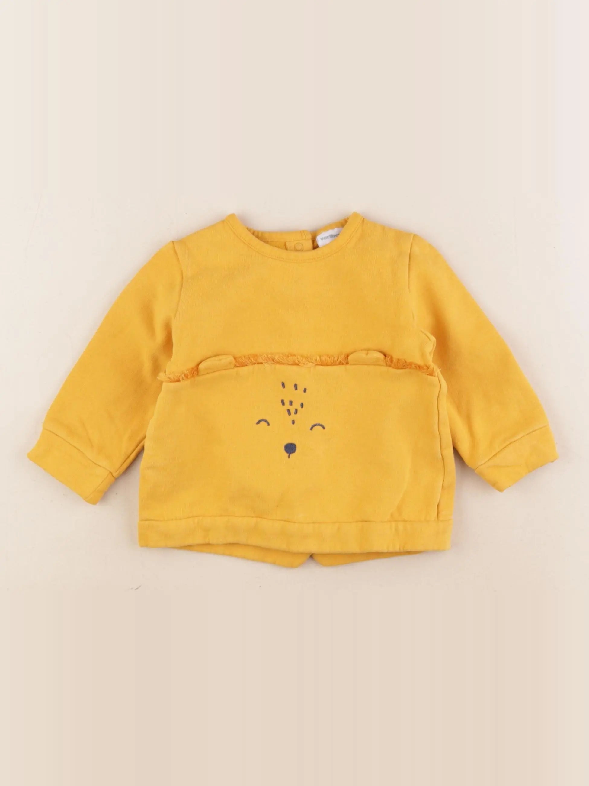 Vertbaudet - sweat jaune - 9 mois