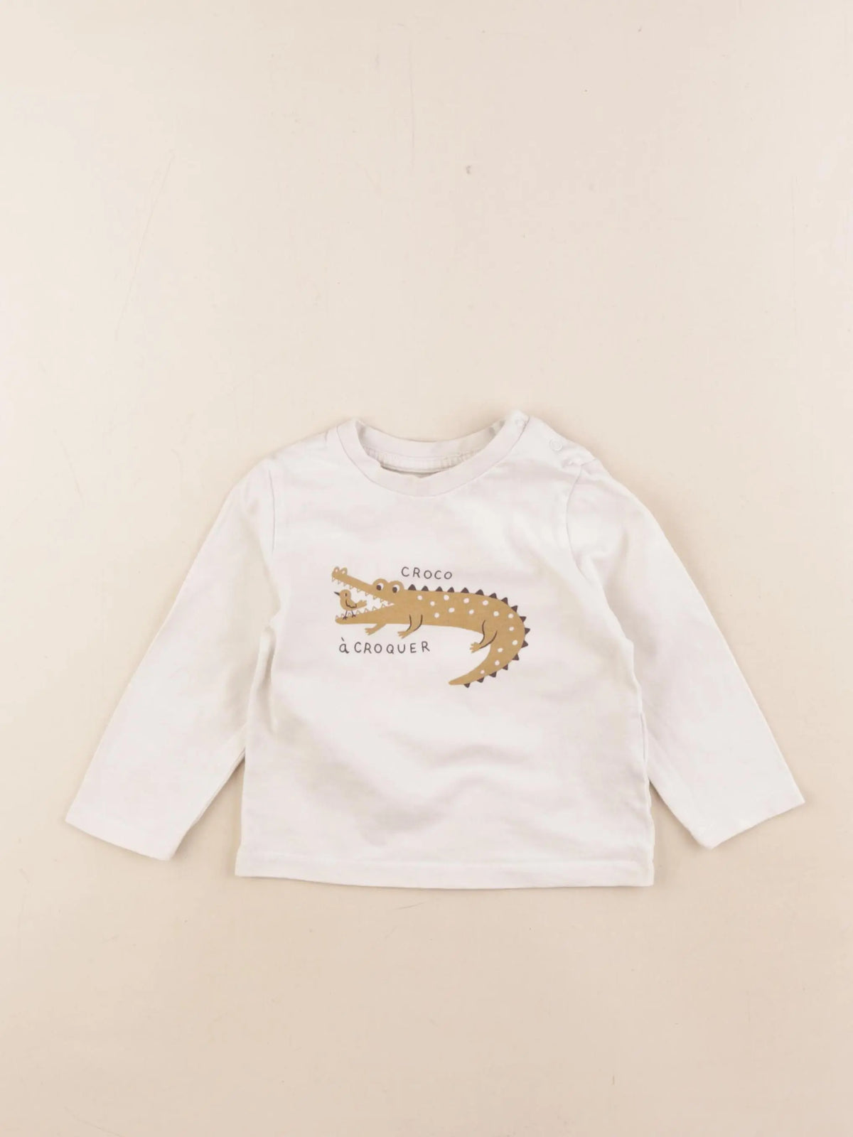 Vertbaudet - tee-shirt beige - 12 mois