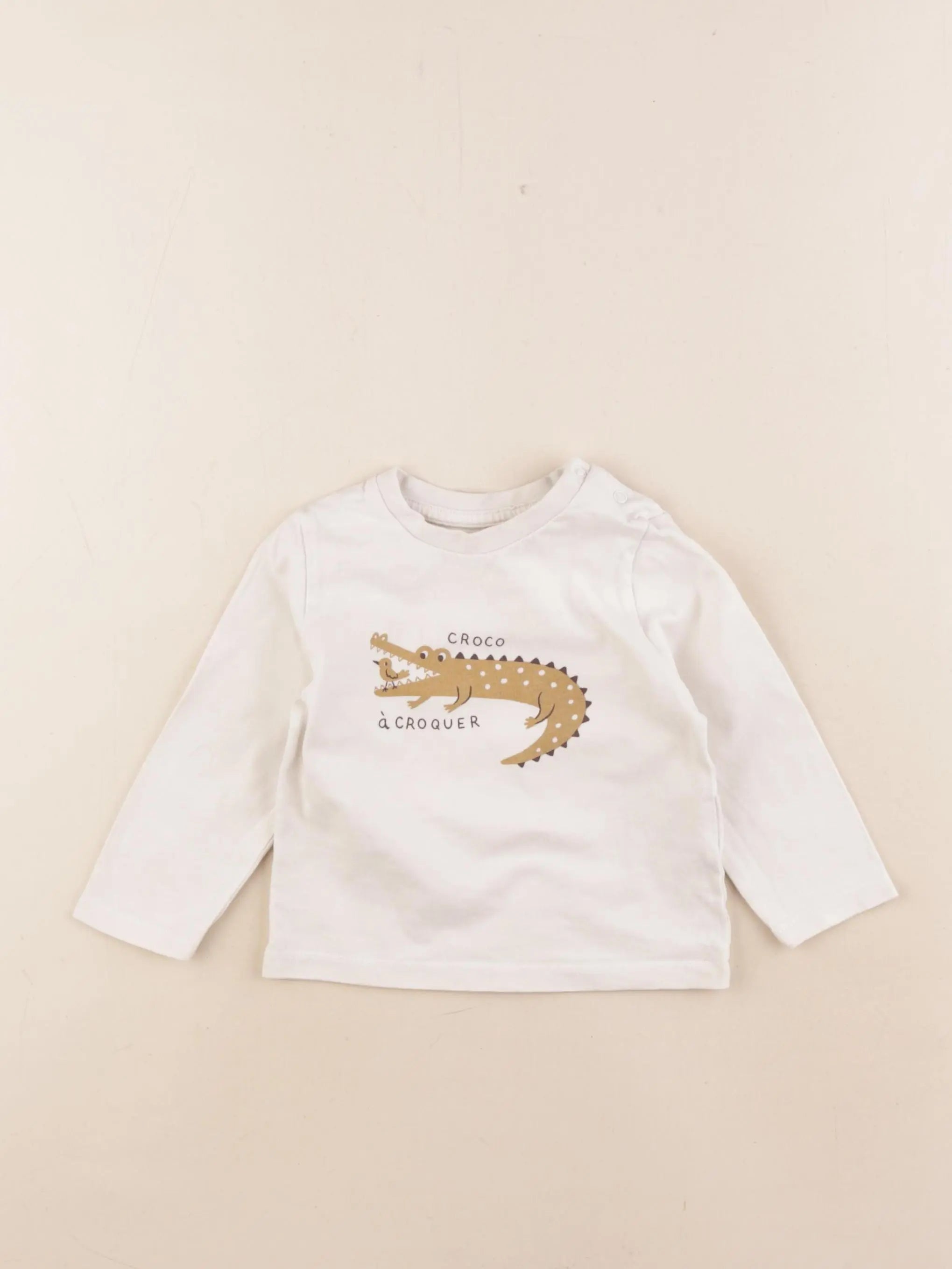 Vertbaudet - tee-shirt beige - 12 mois