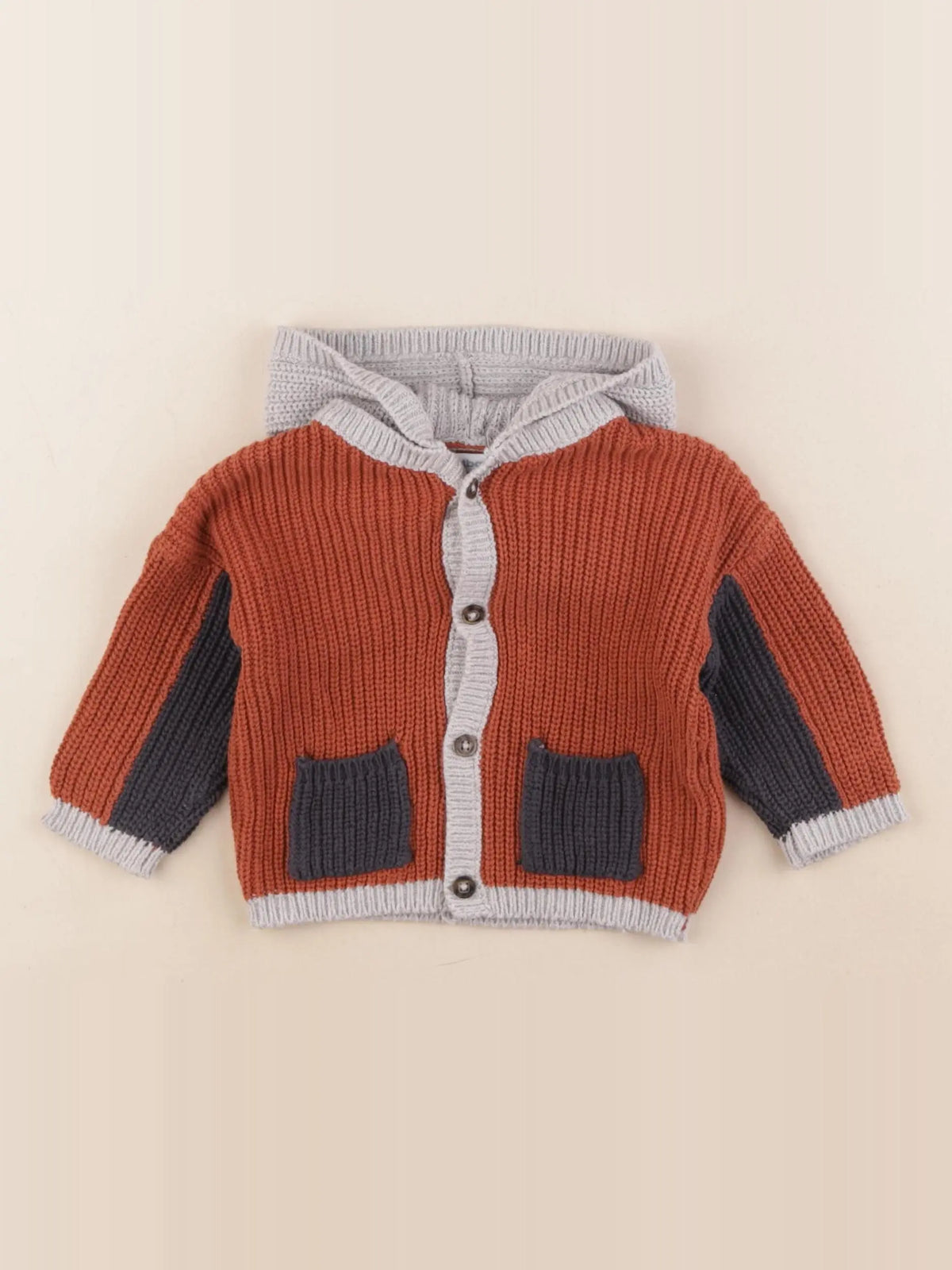 Vertbaudet - gilet orange - 6 mois