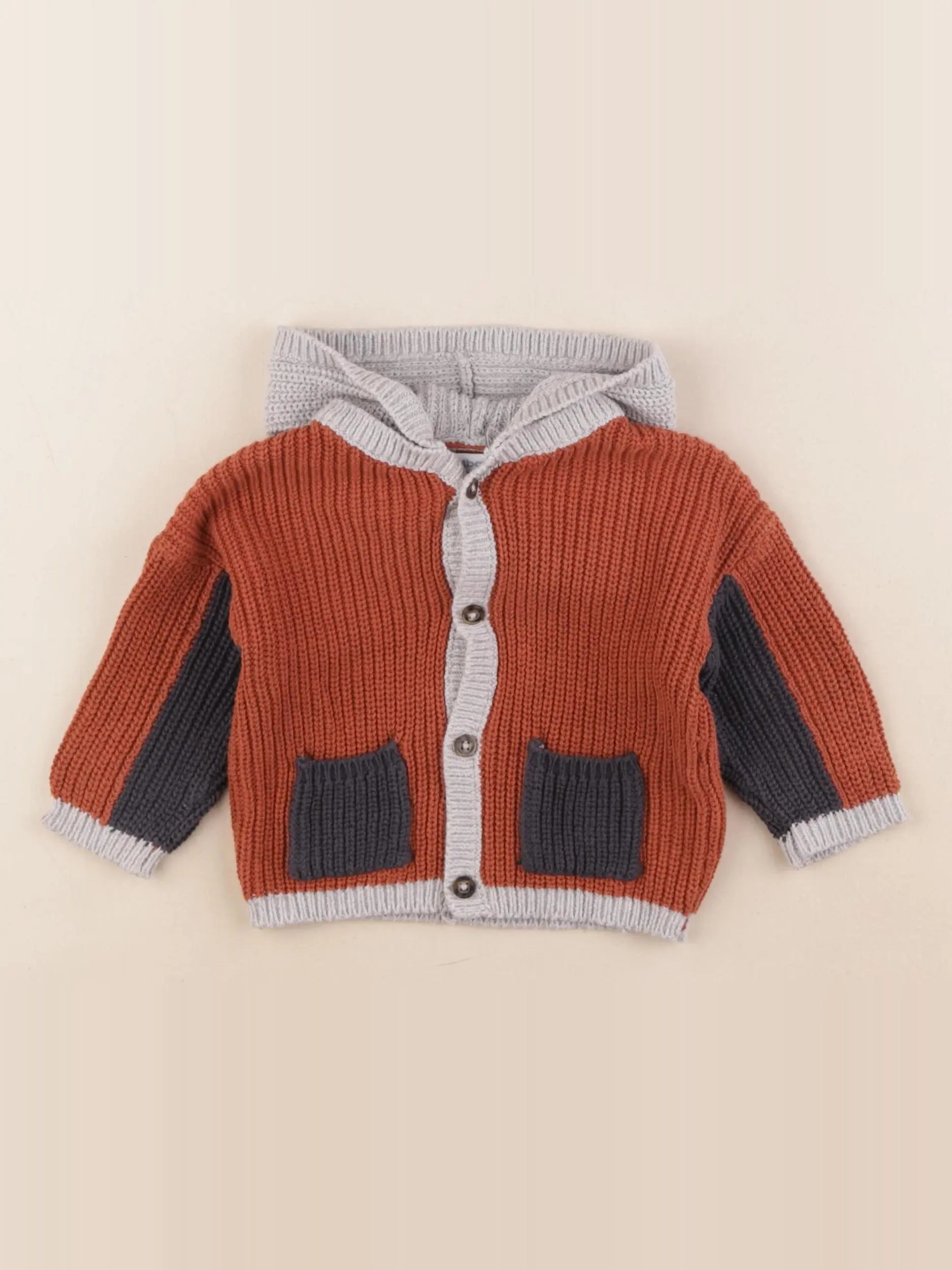 Vertbaudet - gilet orange - 6 mois