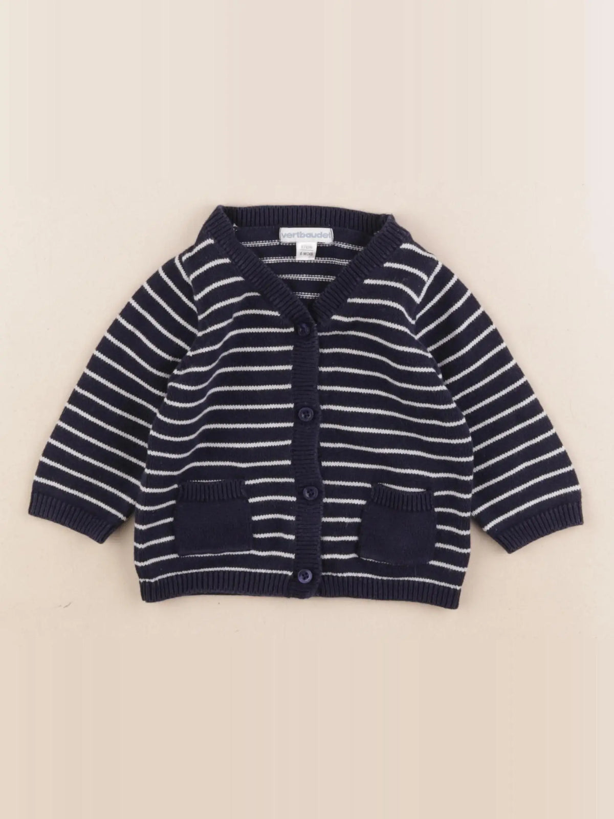Vertbaudet - gilet bleu - 6 mois