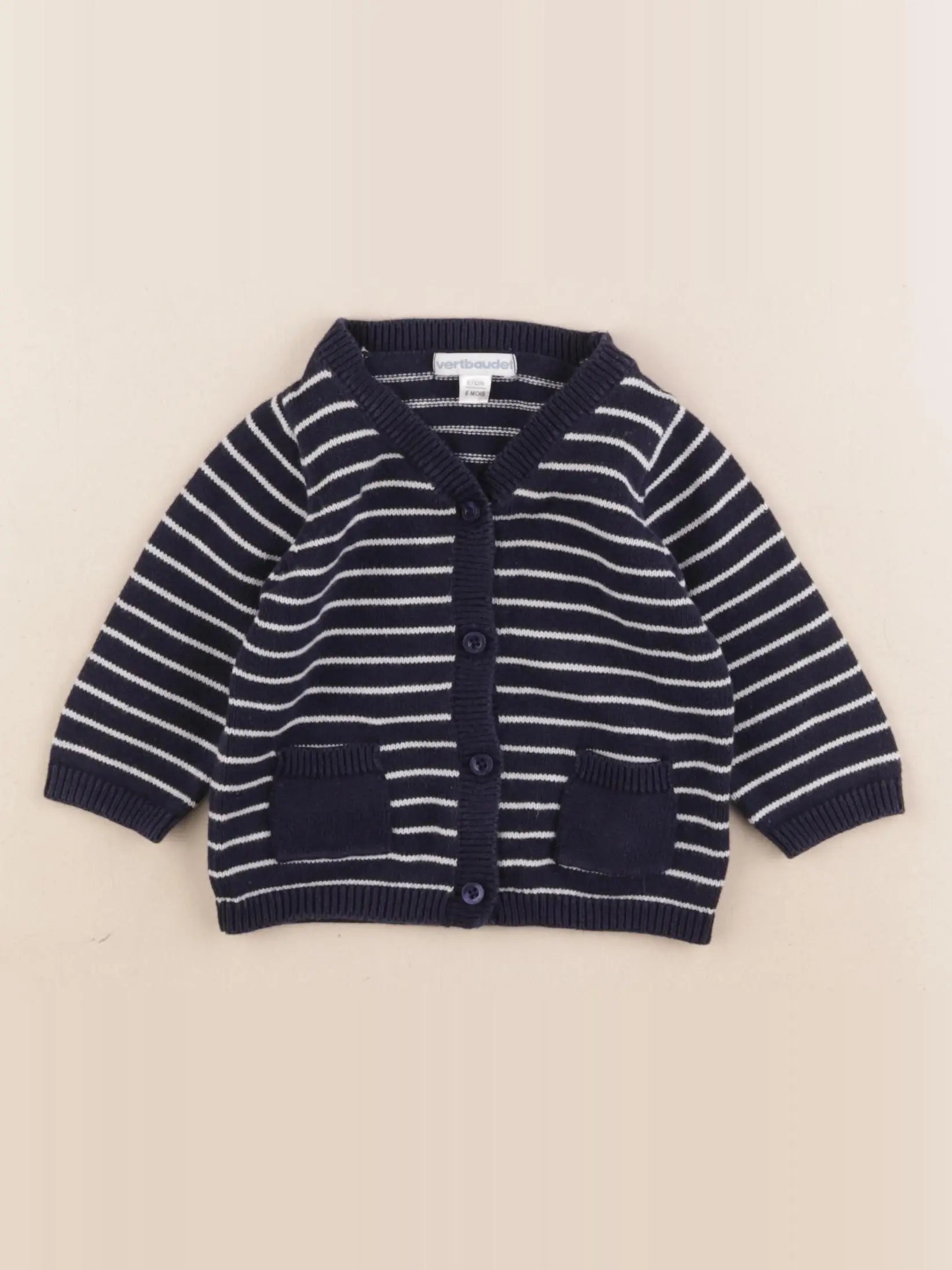 Vertbaudet - gilet bleu - 6 mois