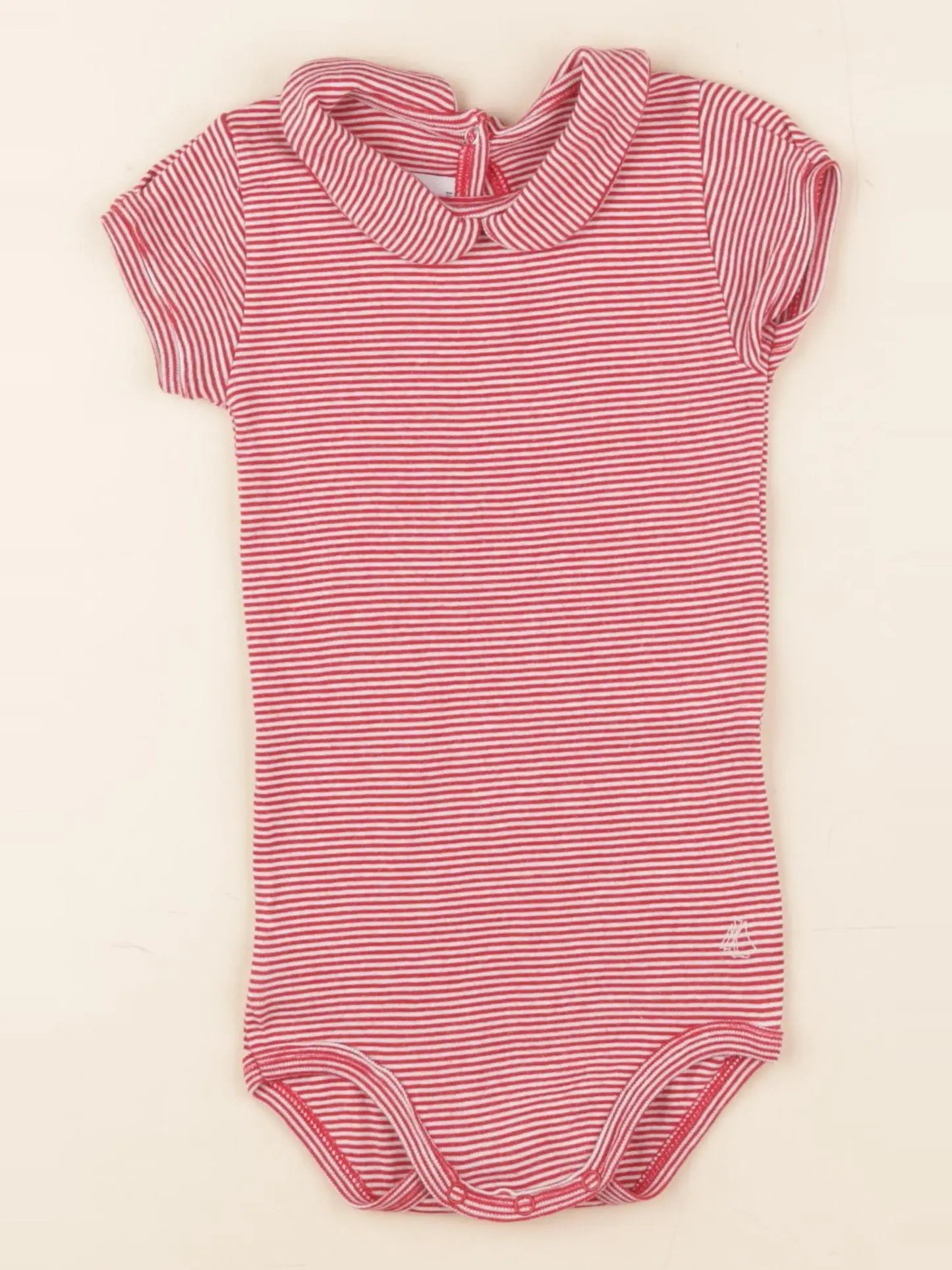 Petit Bateau - body à col rouge, blanc - 18 mois