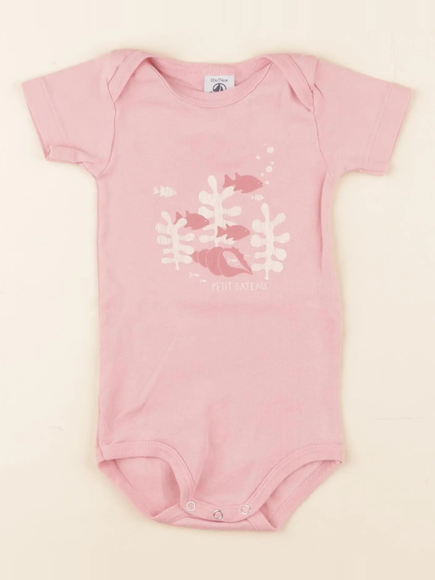 Petit Bateau - body rose - 12 mois