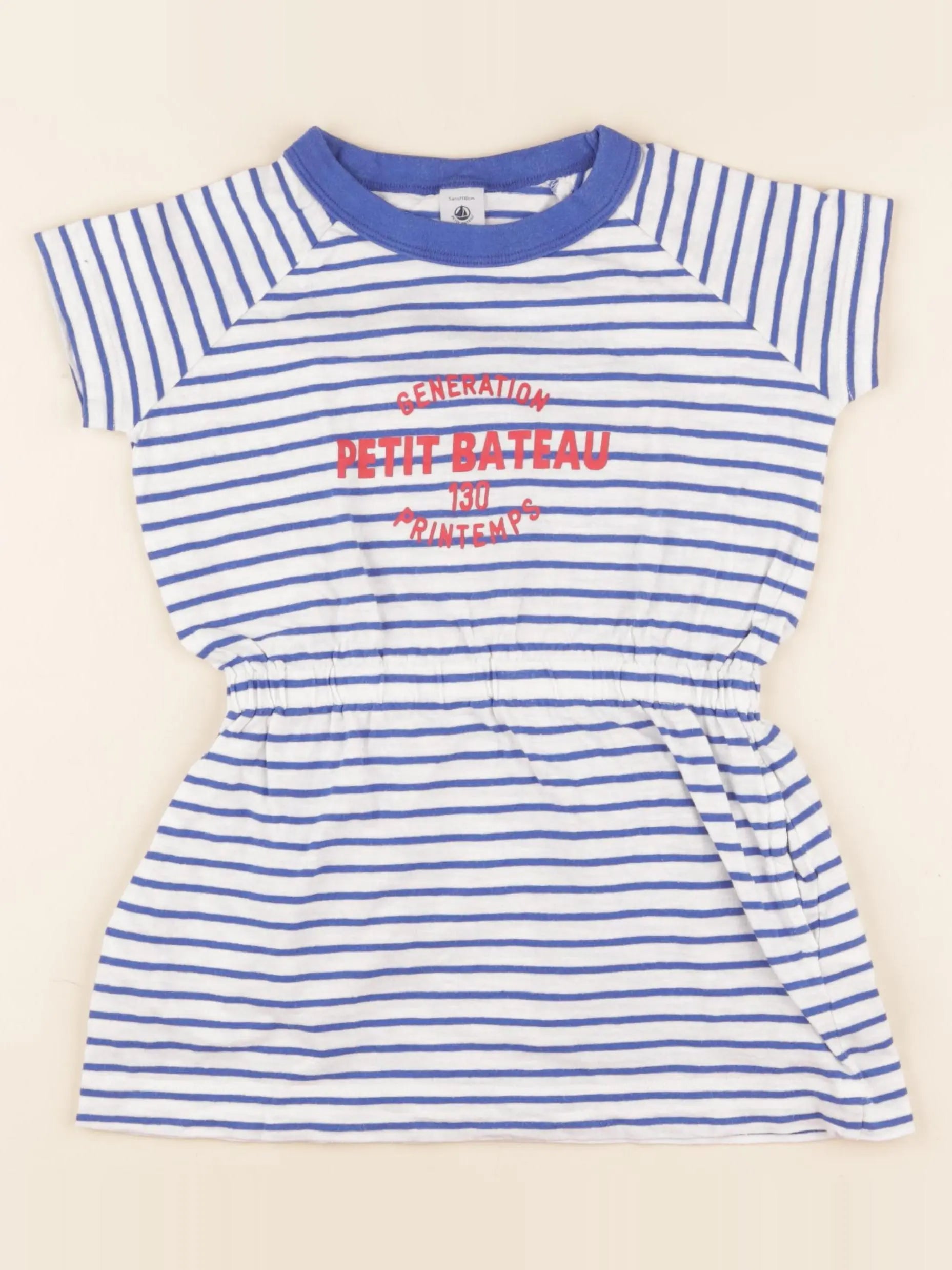Petit Bateau - robe blanc, bleu - 5 ans