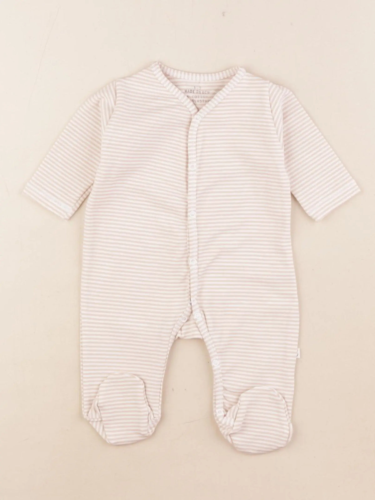 Pyjama coton rayé beige