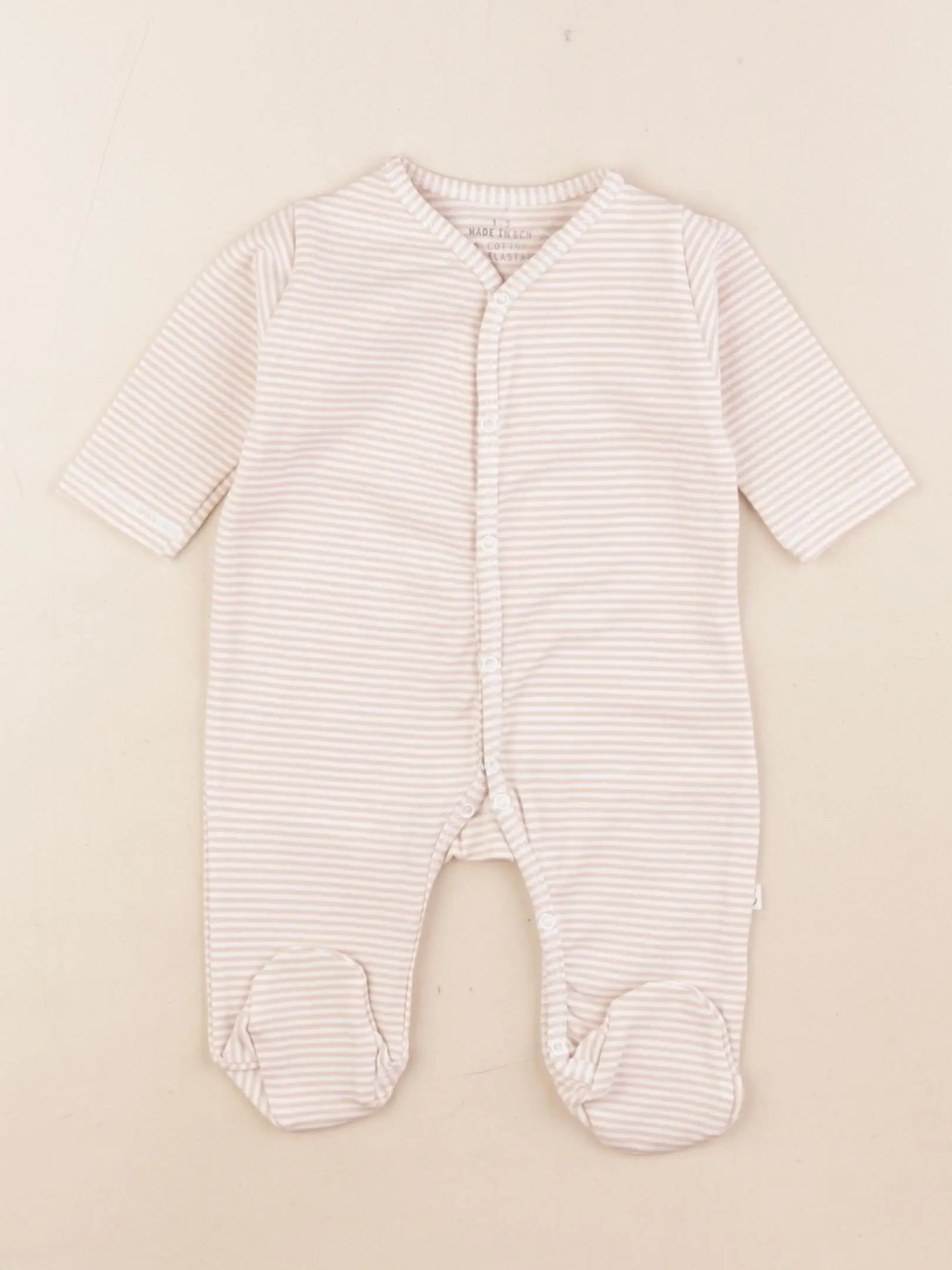 Pyjama coton rayé beige