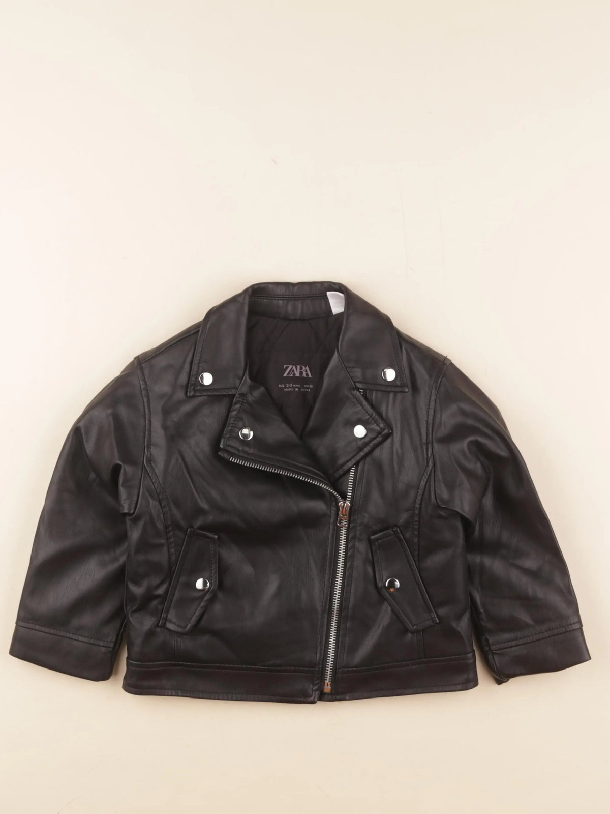 Zara - veste simili cuir noir - 2/3 ans