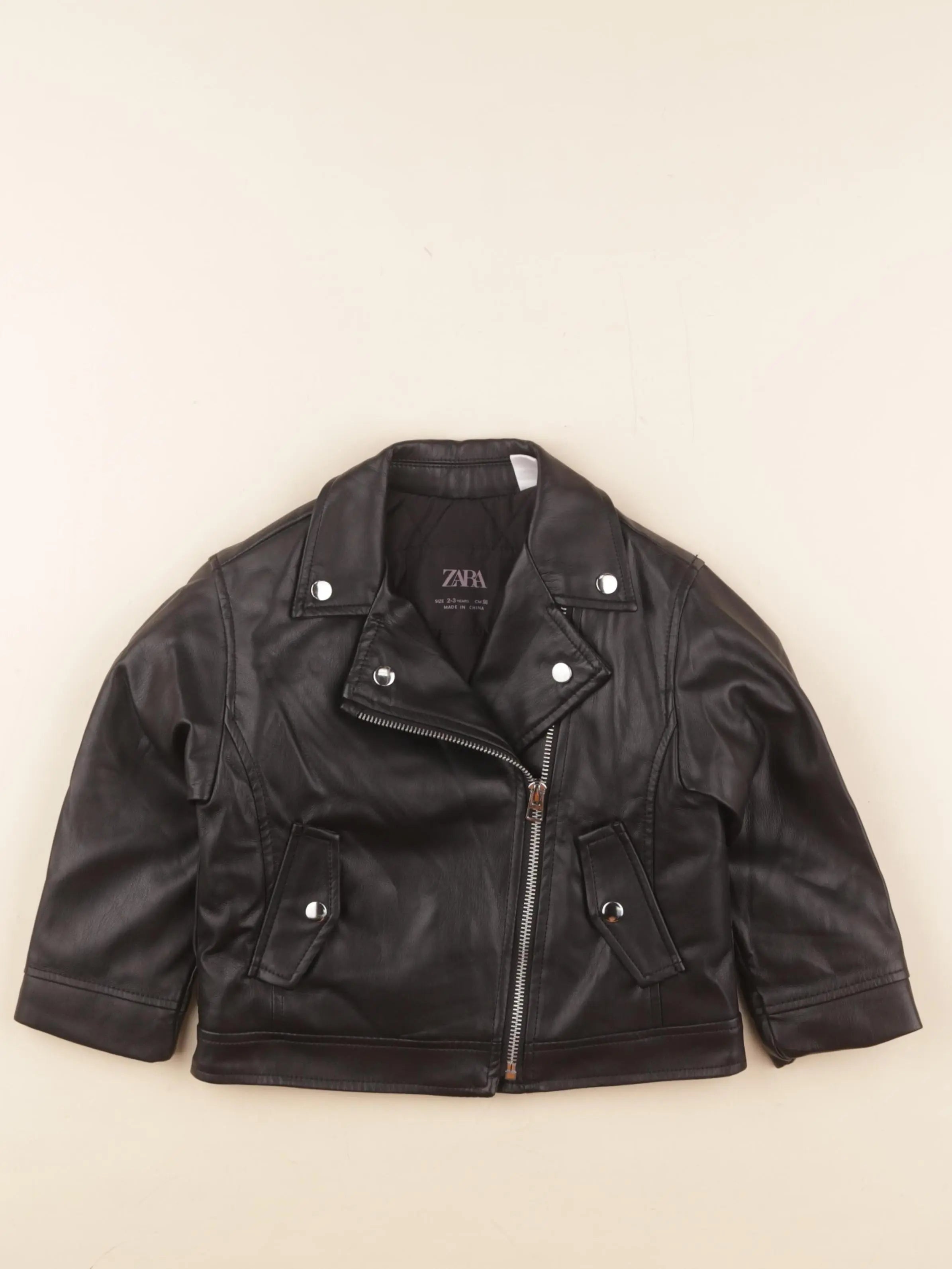 Zara - veste simili cuir noir - 2/3 ans