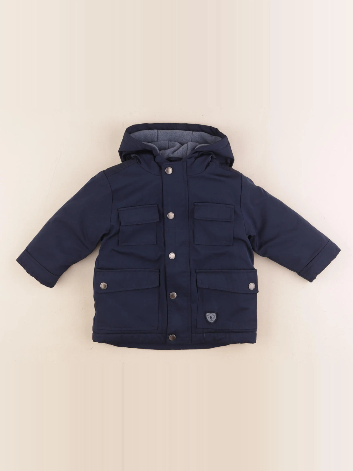 Vertbaudet - manteau doublure amovible bleu - 12 mois