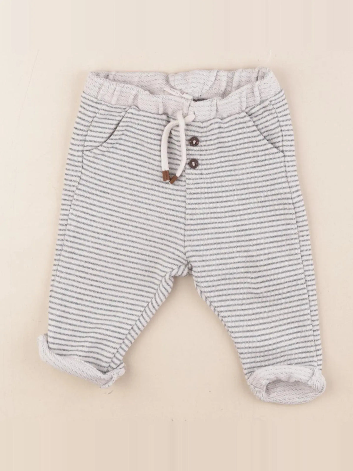 Zara - pantalon bleu, blanc - 3/6 mois