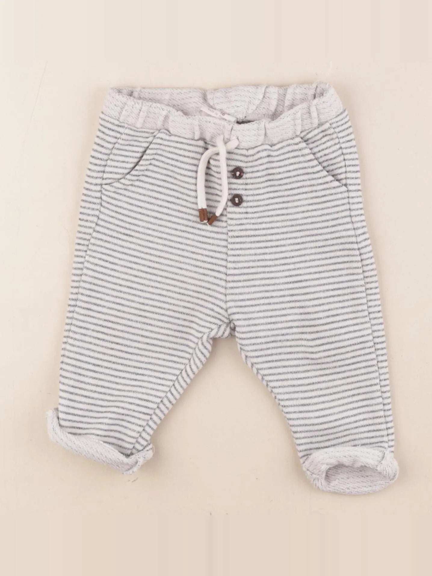 Zara - pantalon bleu, blanc - 3/6 mois