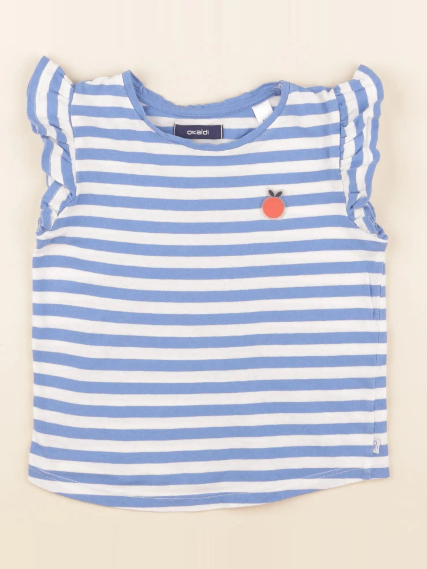 Okaidi - tee-shirt blanc, bleu - 4 ans