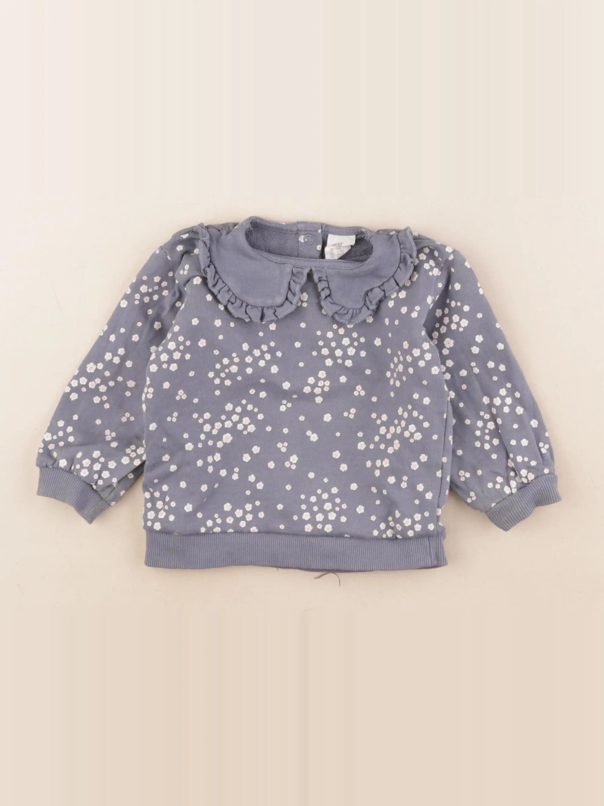 H&M - sweat bleu - 9/12 mois