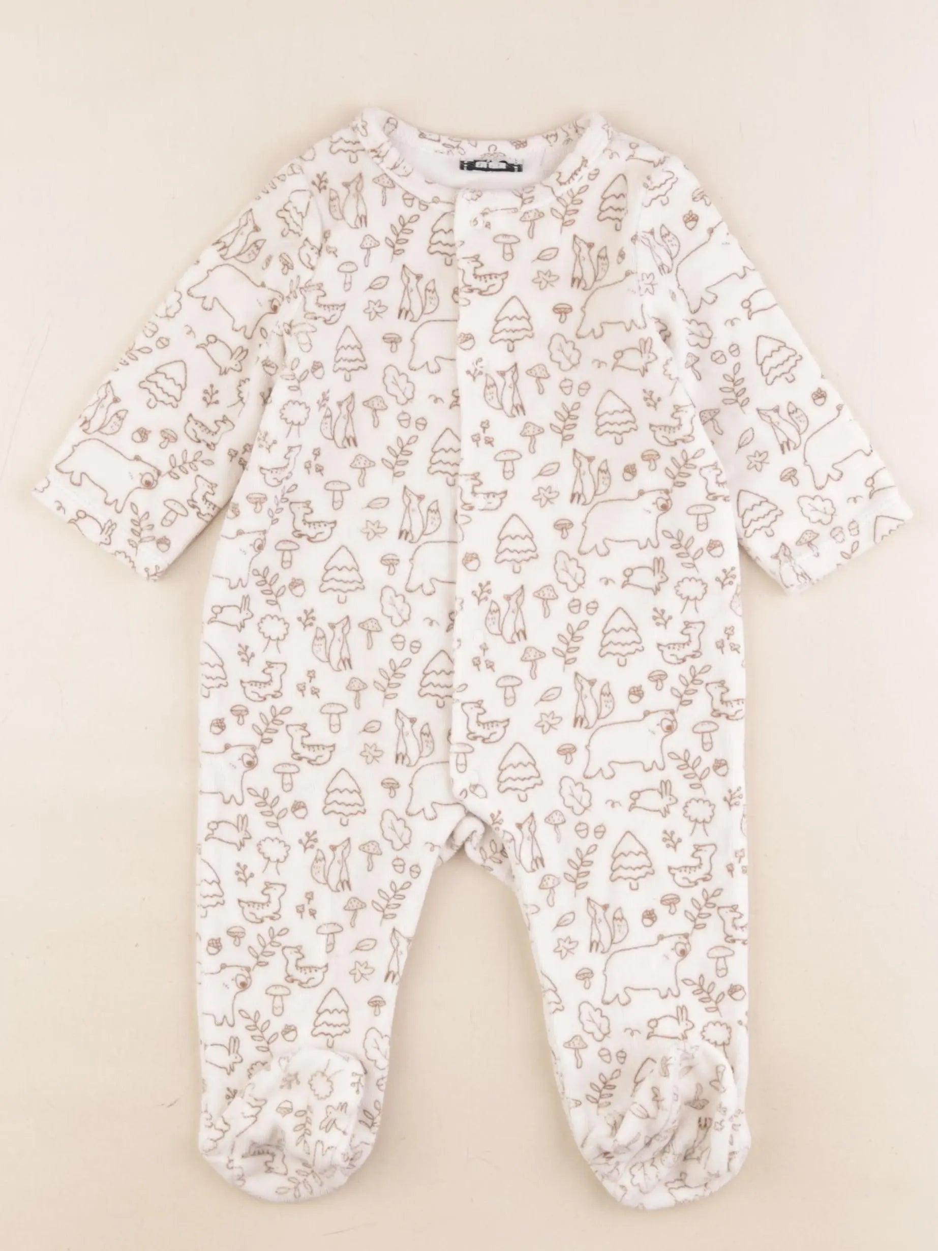 Tape à l'oeil - pyjama velours marron - 6 mois