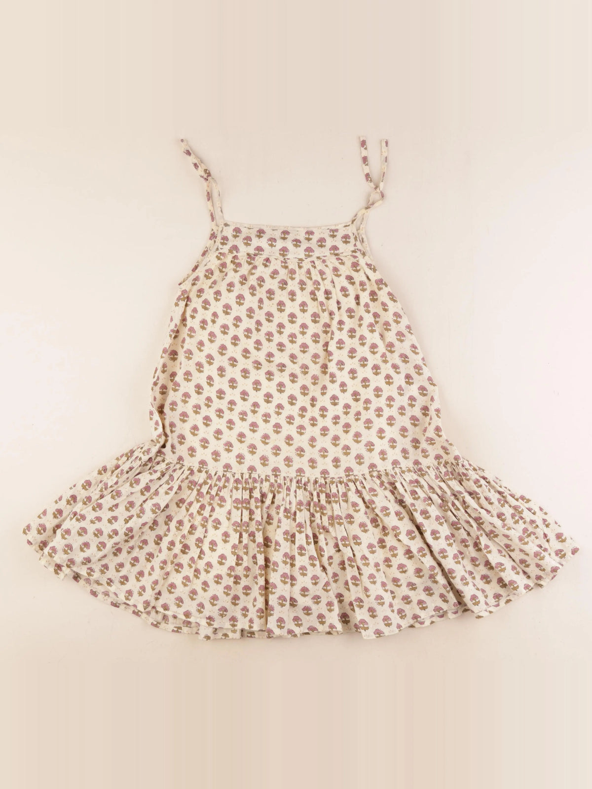 Bonton - robe beige, rose - 4 ans