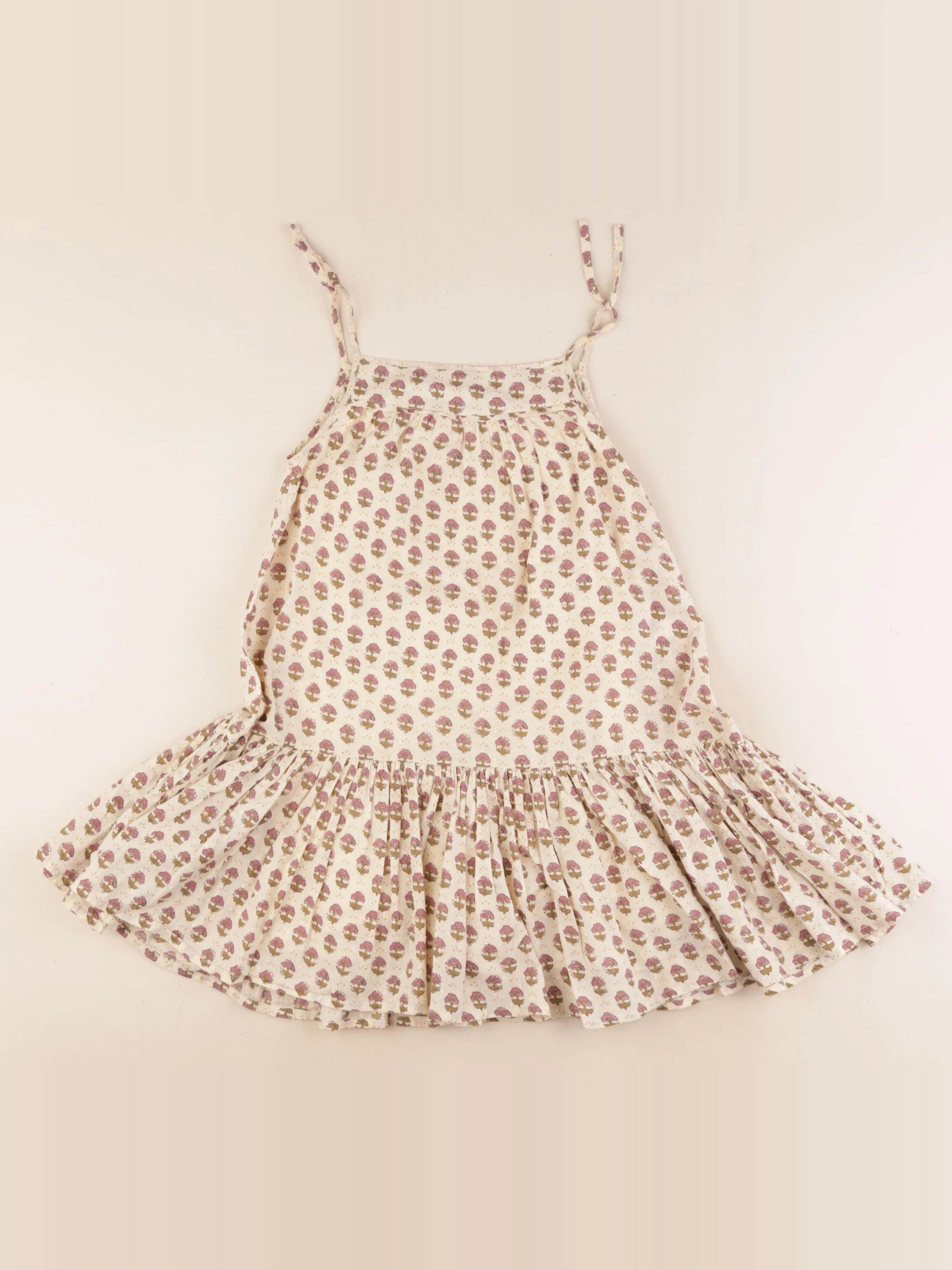 Bonton - robe beige, rose - 4 ans