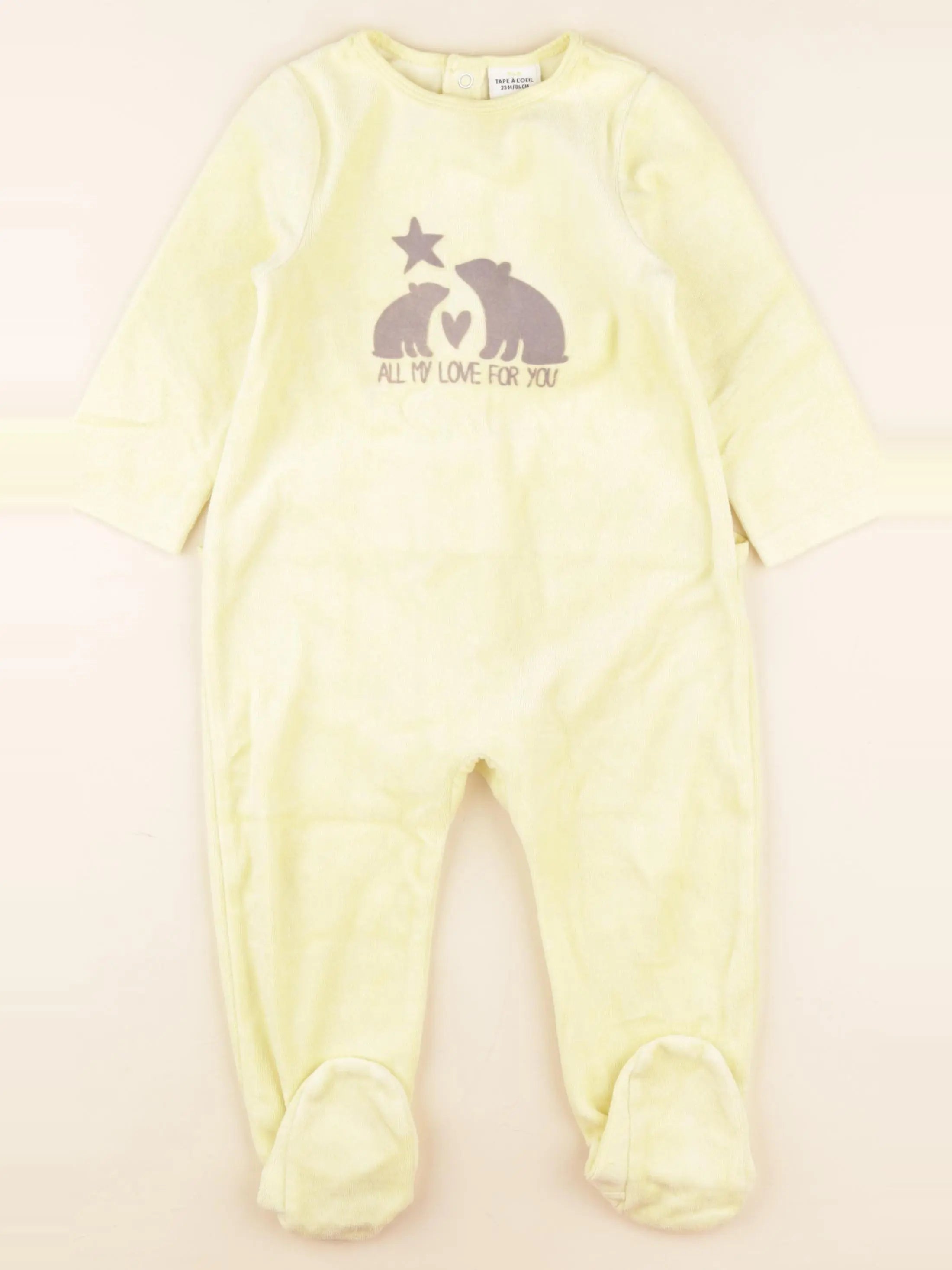 Tape à l'oeil - pyjama velours jaune - 24 mois