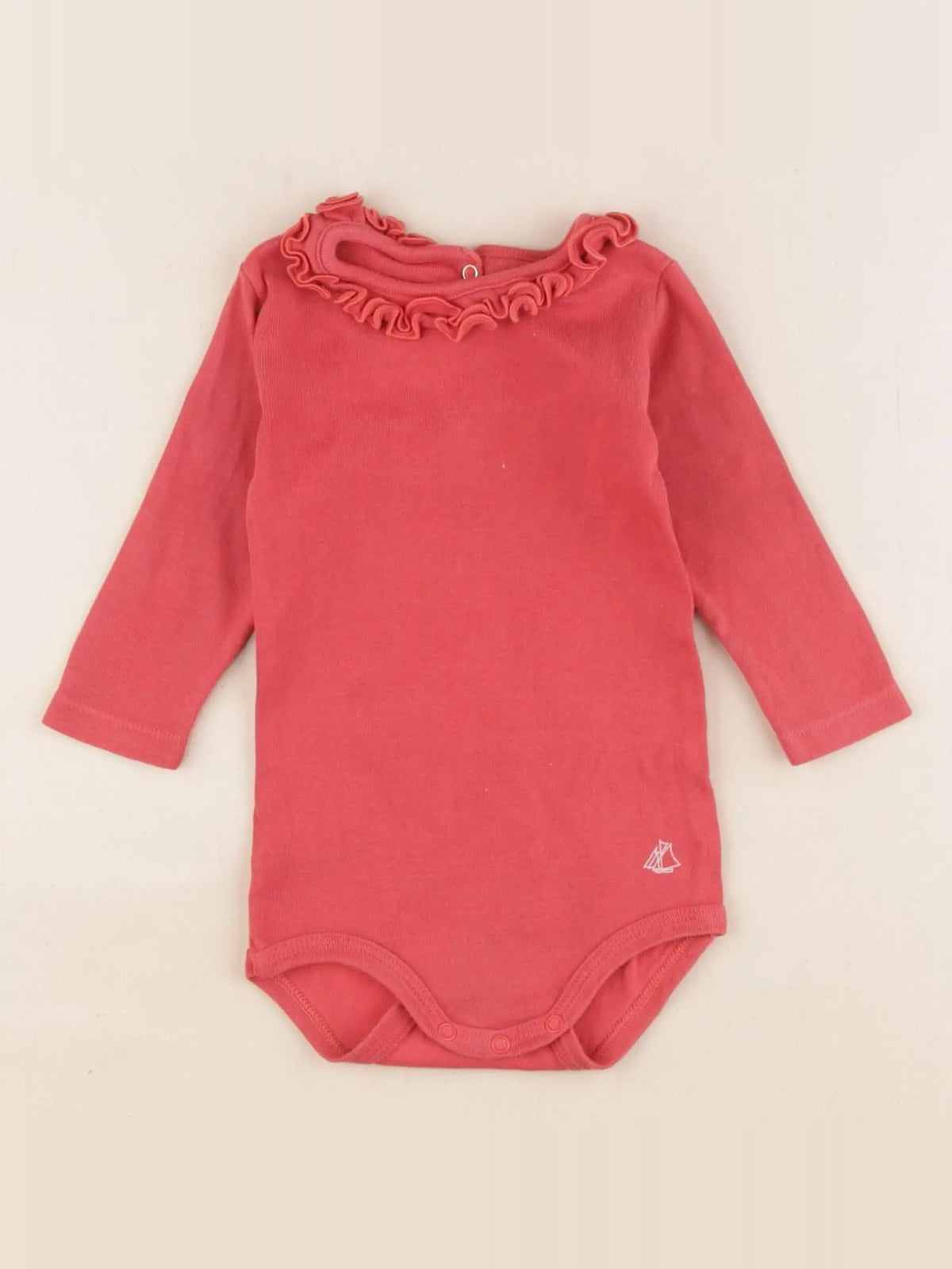 Petit Bateau - body à col rouge - 6 mois