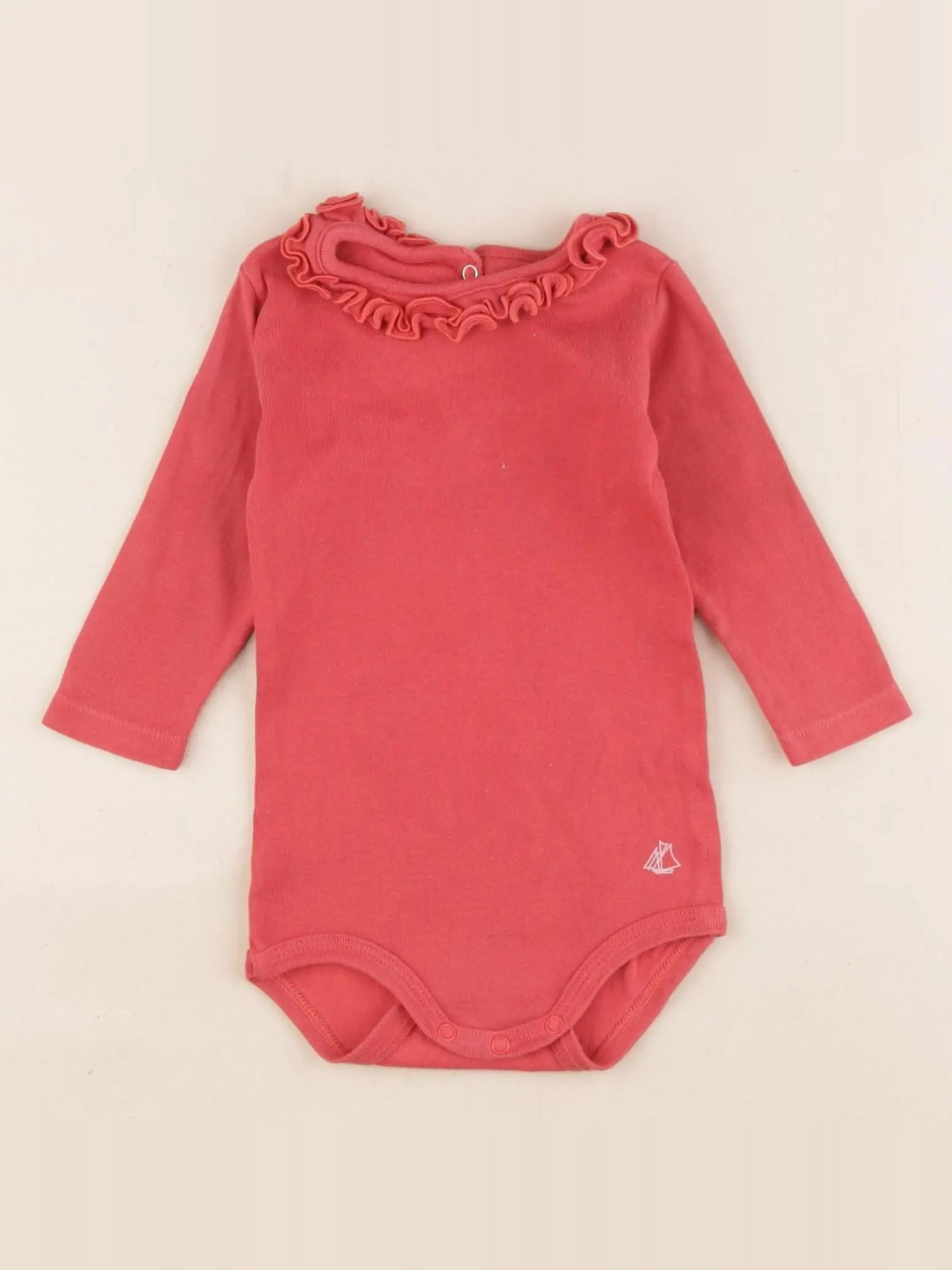 Petit Bateau - body à col rouge - 6 mois