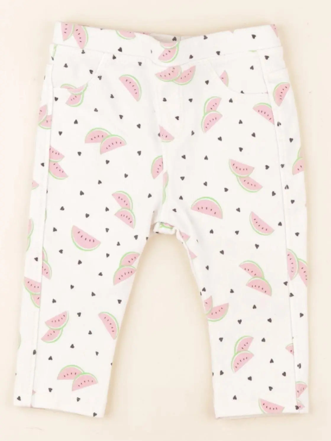 Zara - jegging blanc, rose - 3/6 mois