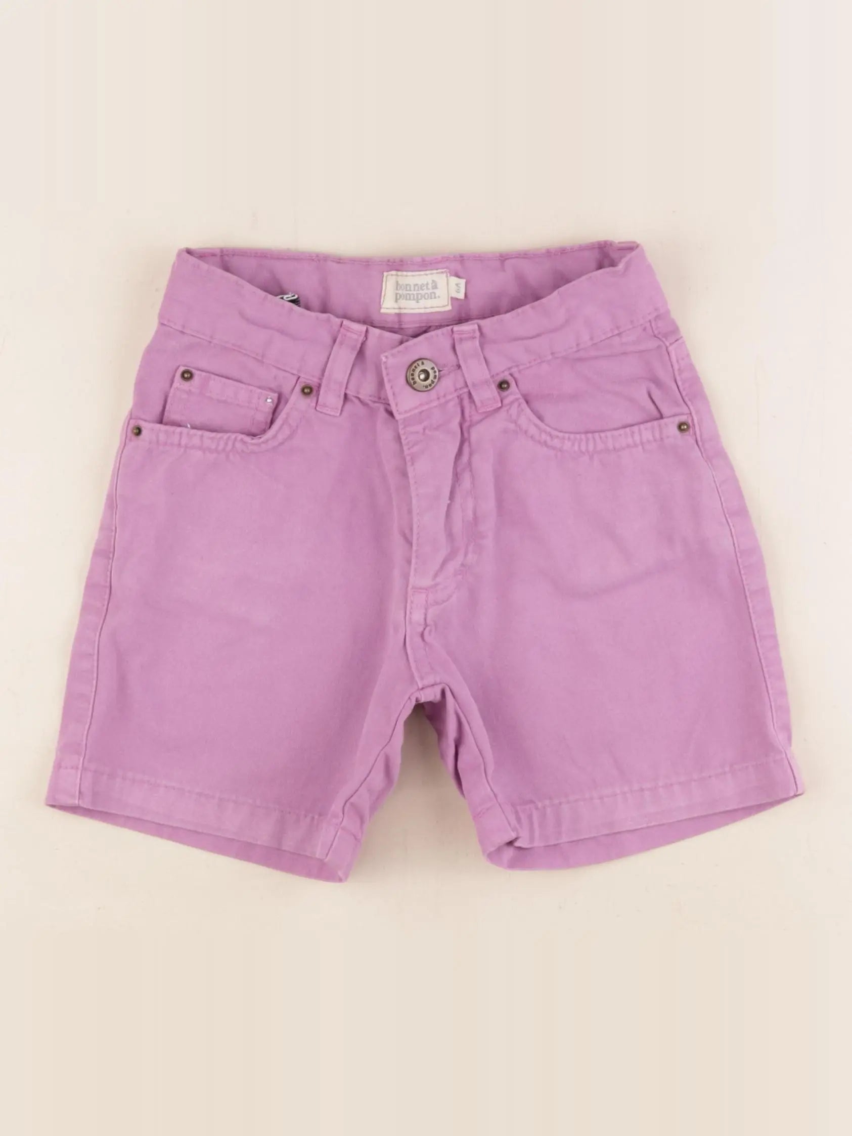 Bonnet à Pompon - short violet - 6 ans
