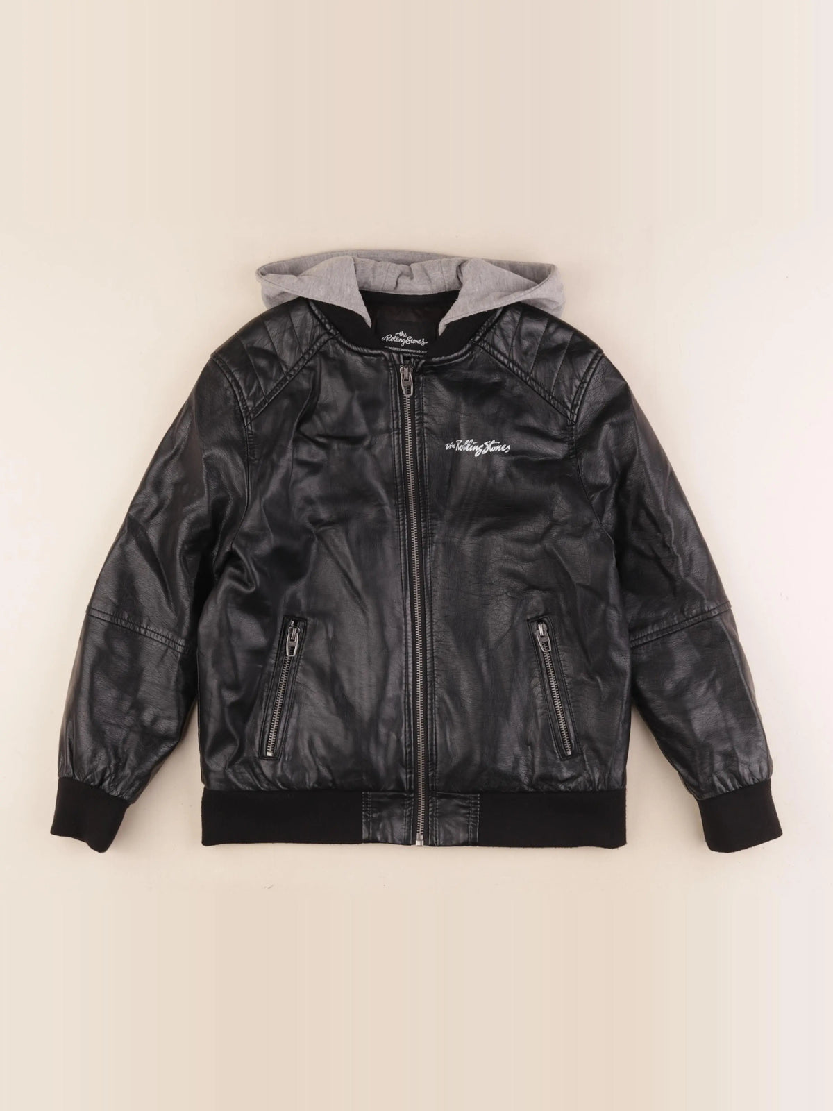 Zara - veste simili cuir doublé noir - 8 ans