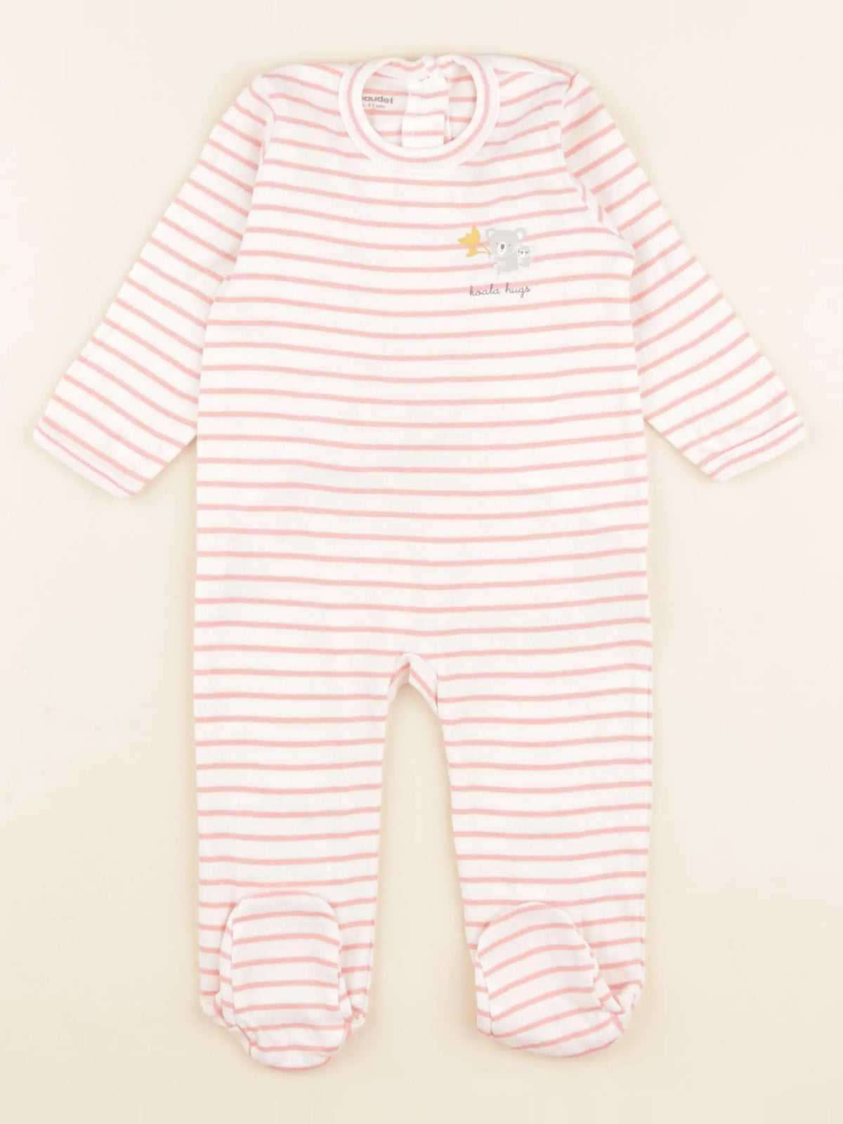 Vertbaudet - pyjama coton blanc, rose - 9 mois