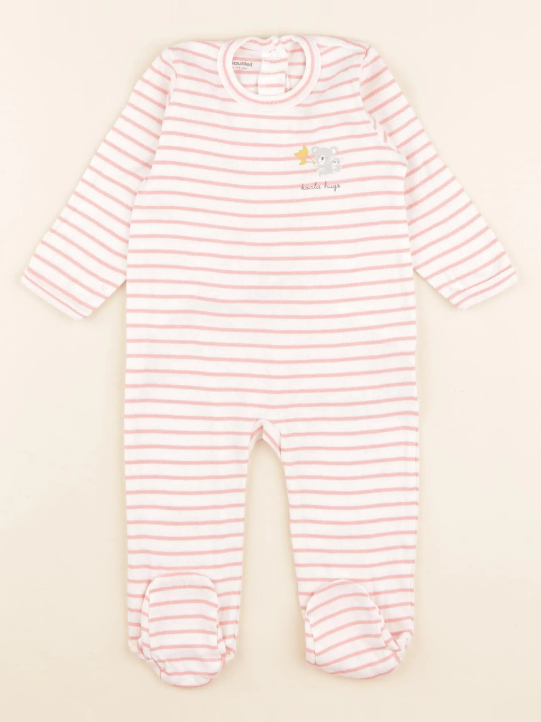 Vertbaudet - pyjama coton blanc, rose - 9 mois