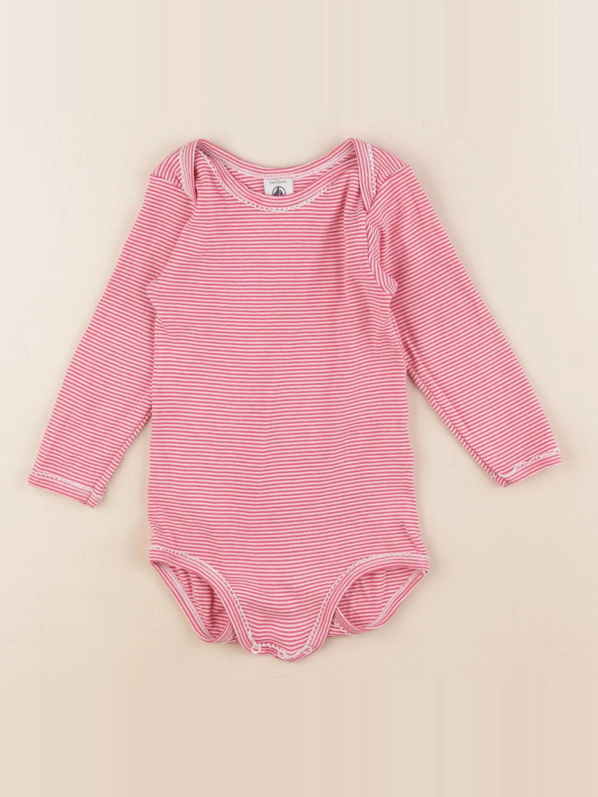 Petit Bateau - body blanc, rose - 24 mois